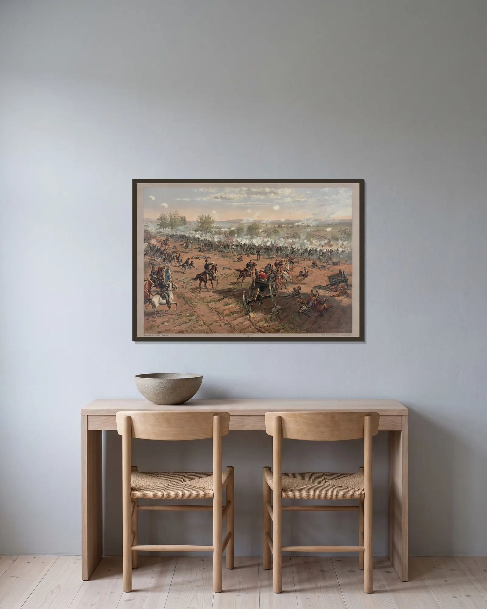 Battle of Gettysburg av Thure de Thulstrup inramad på en vägg
