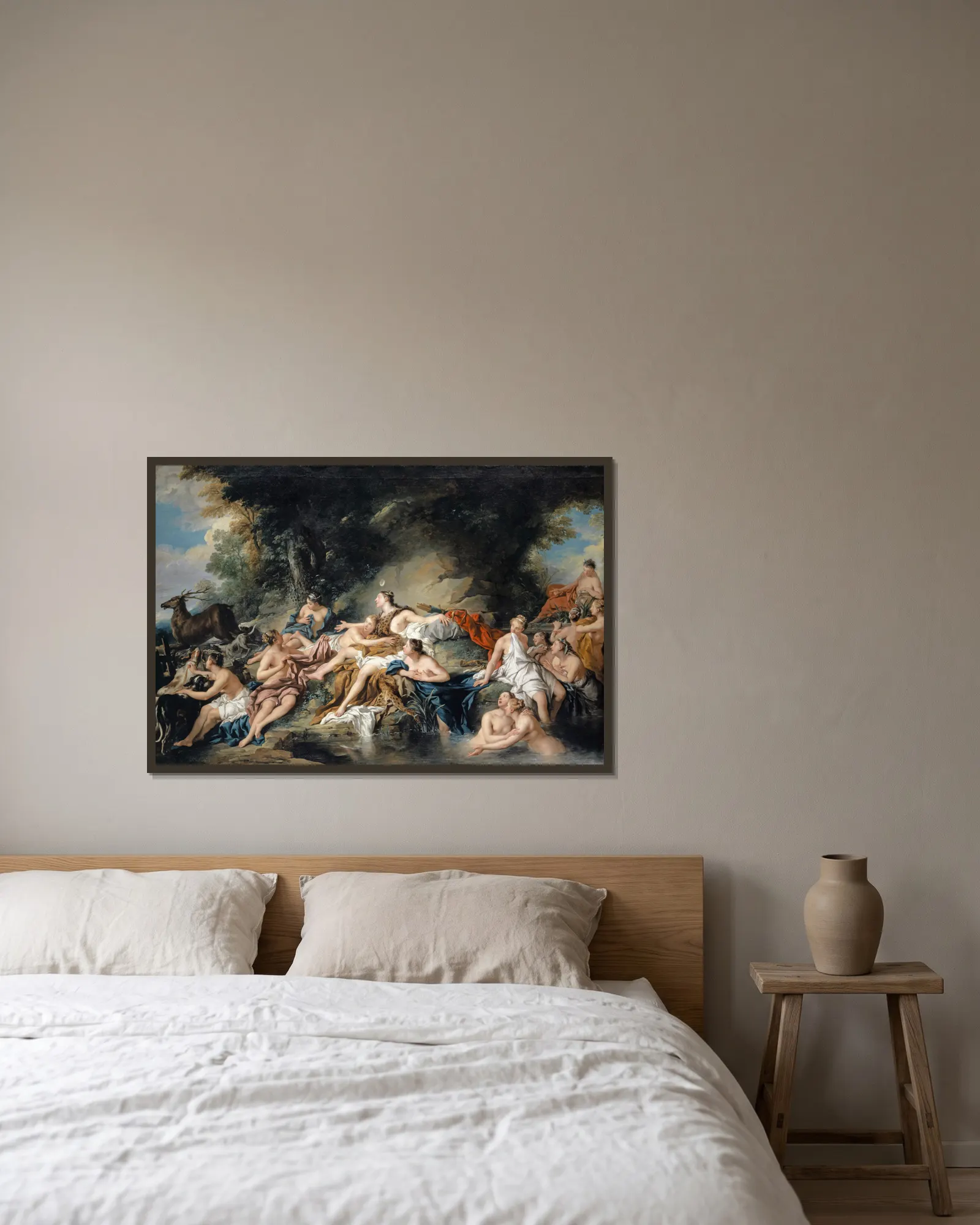 Diana and Actaeon av Jean-François de Troy inramad på en vägg