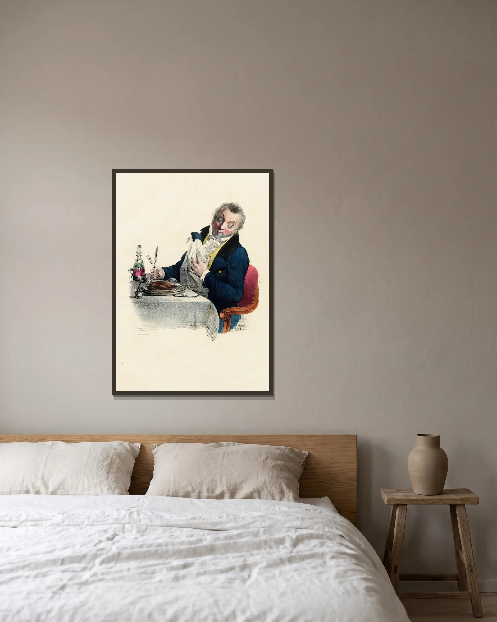 Délicieux aspect av Charles-Joseph Traviès de Villers inramad på en vägg