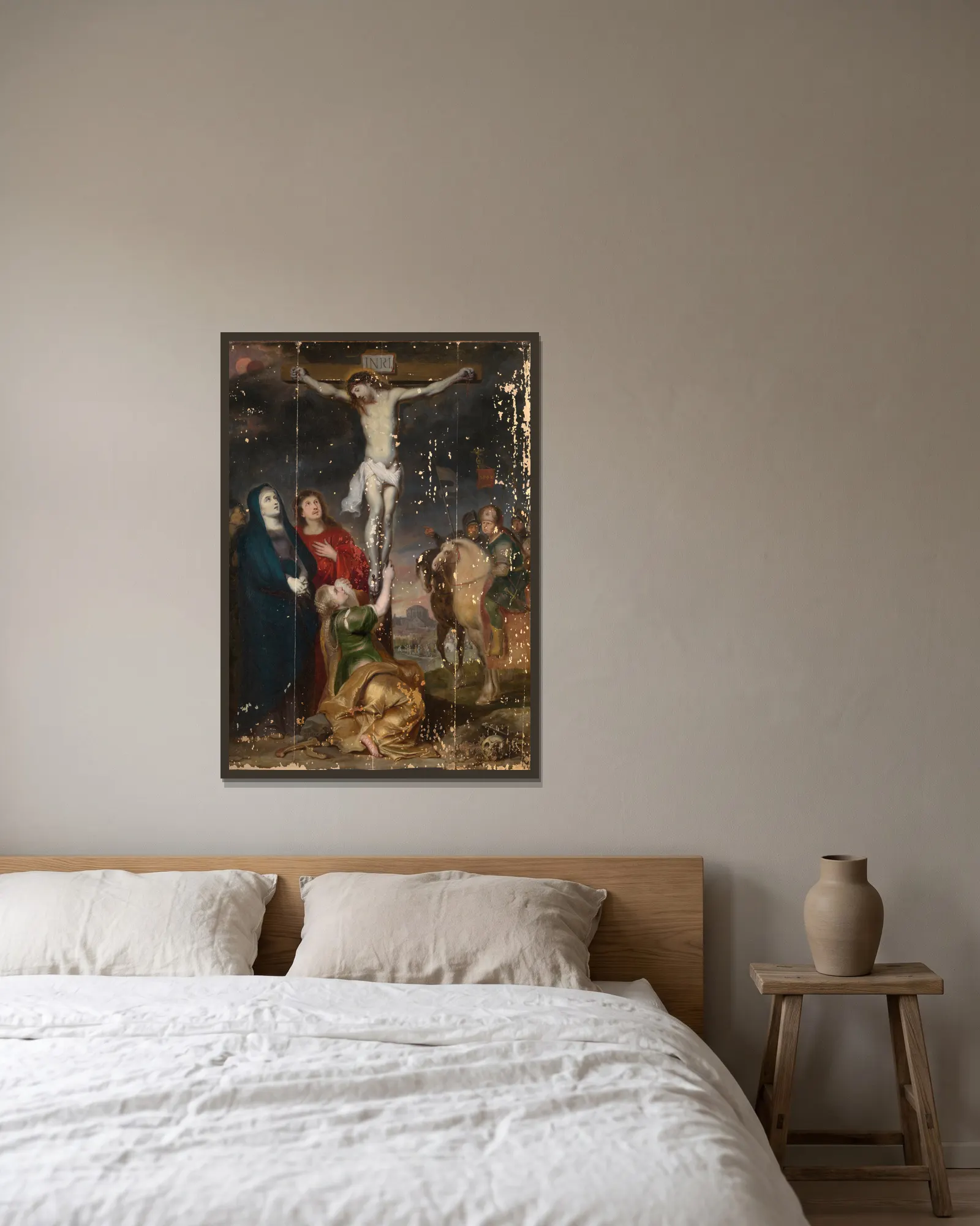 Calvary av Cornelis de Vos inramad på en vägg