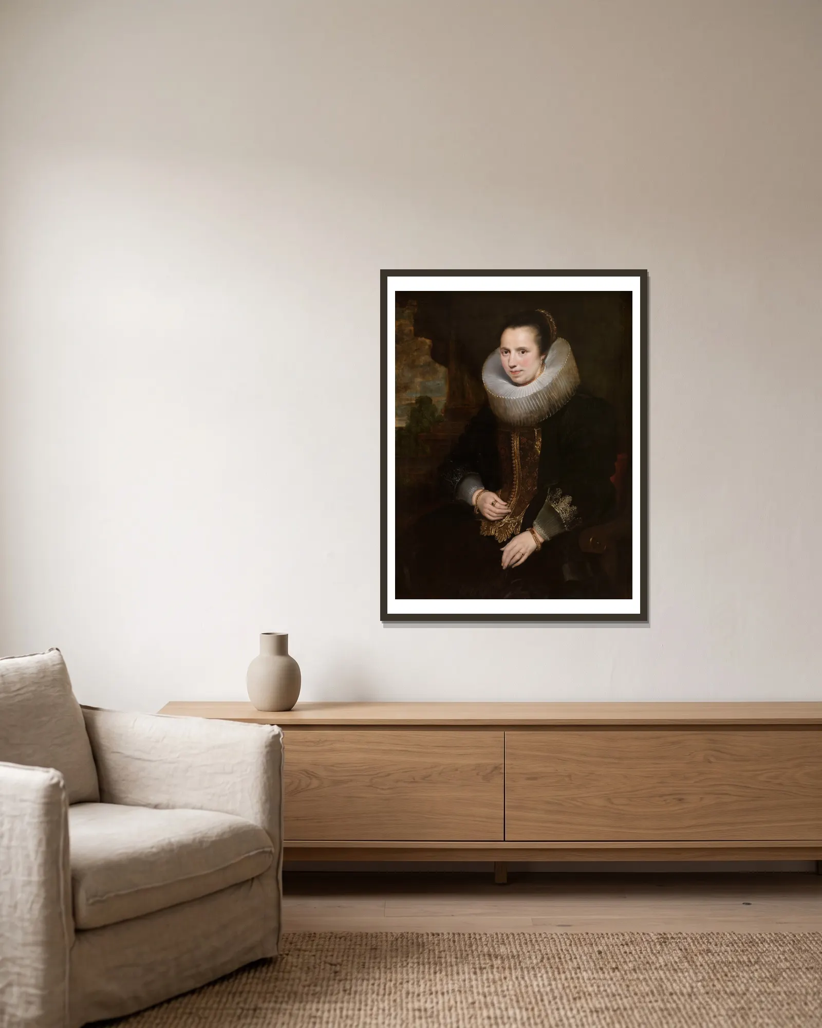Elisabeth Hoegaerts av Cornelis de Vos inramad på en vägg