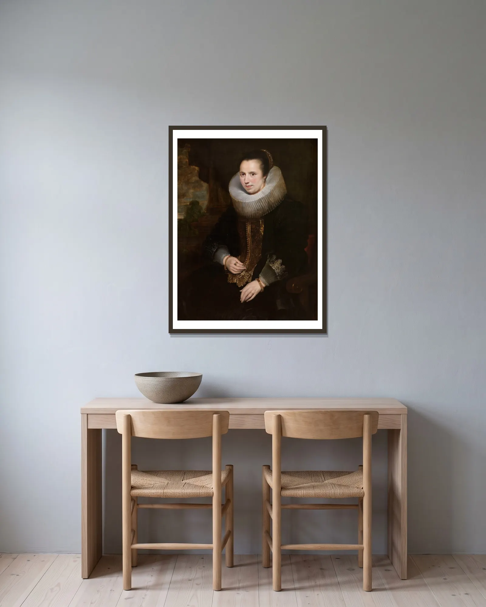 Elisabeth Hoegaerts av Cornelis de Vos inramad på en vägg
