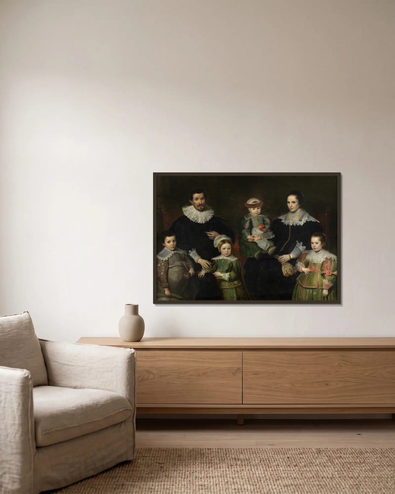 Family portrait av Cornelis de Vos inramad på en vägg