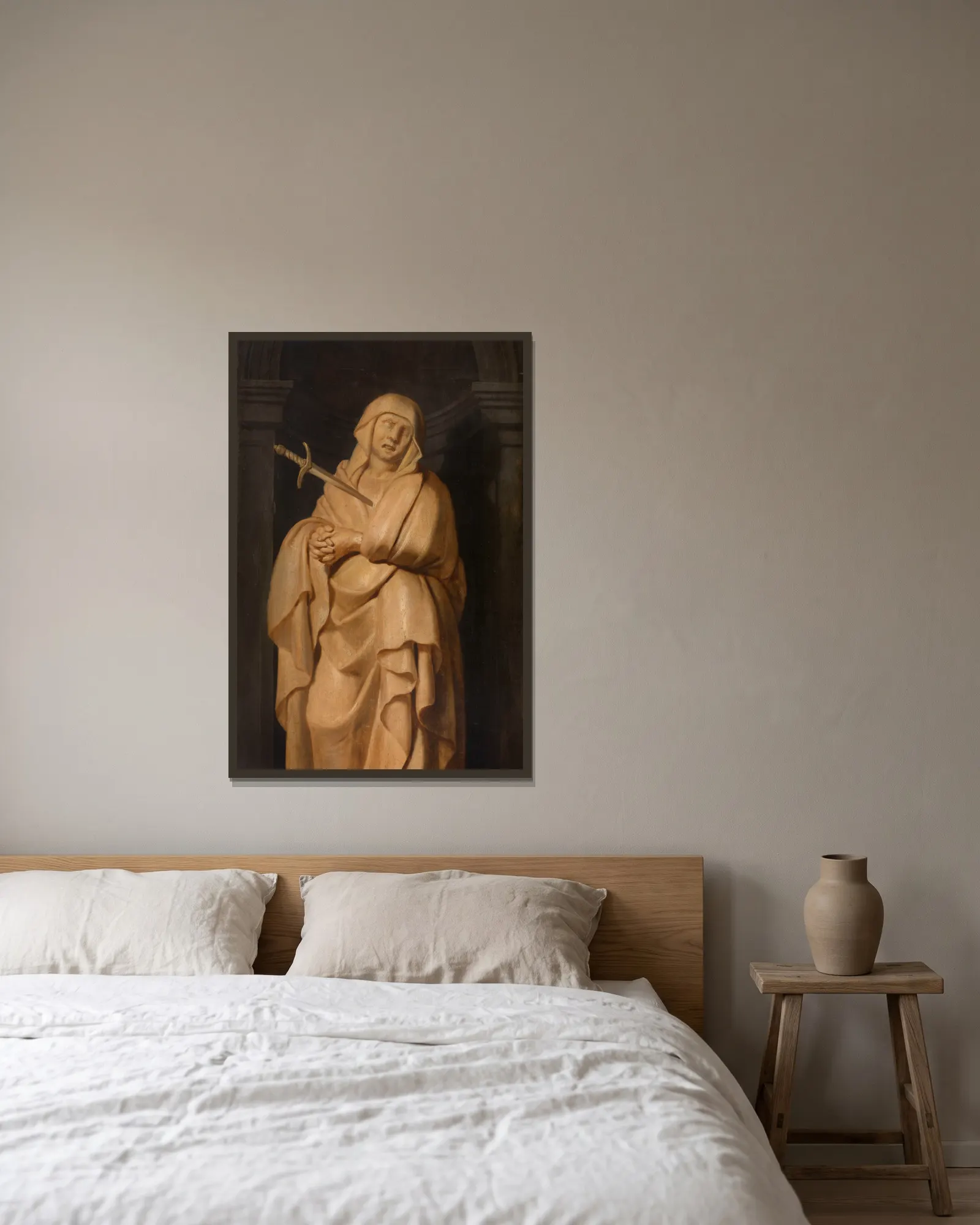 Mater Dolorosa av Cornelis de Vos inramad på en vägg