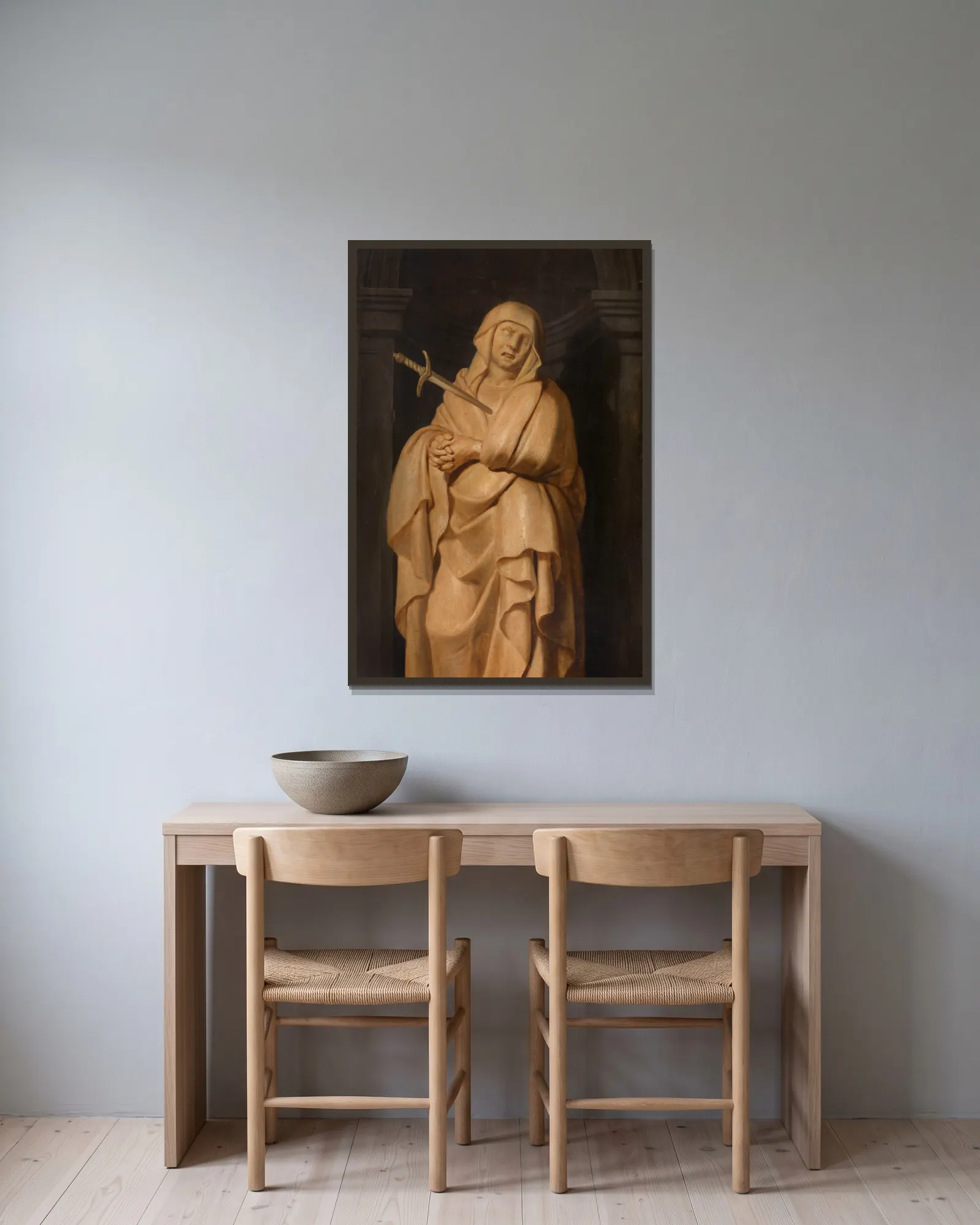 Mater Dolorosa av Cornelis de Vos inramad på en vägg