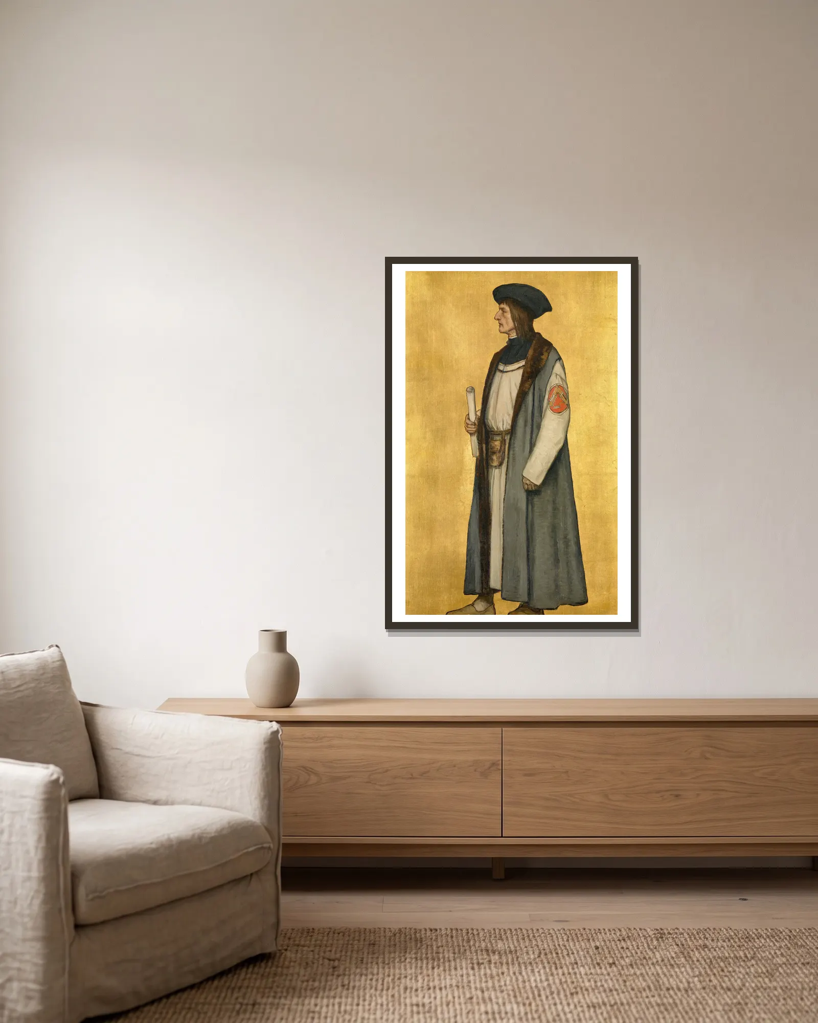 The Architect Jan van Oudenaerde av Albrecht De Vriendt inramad på en vägg