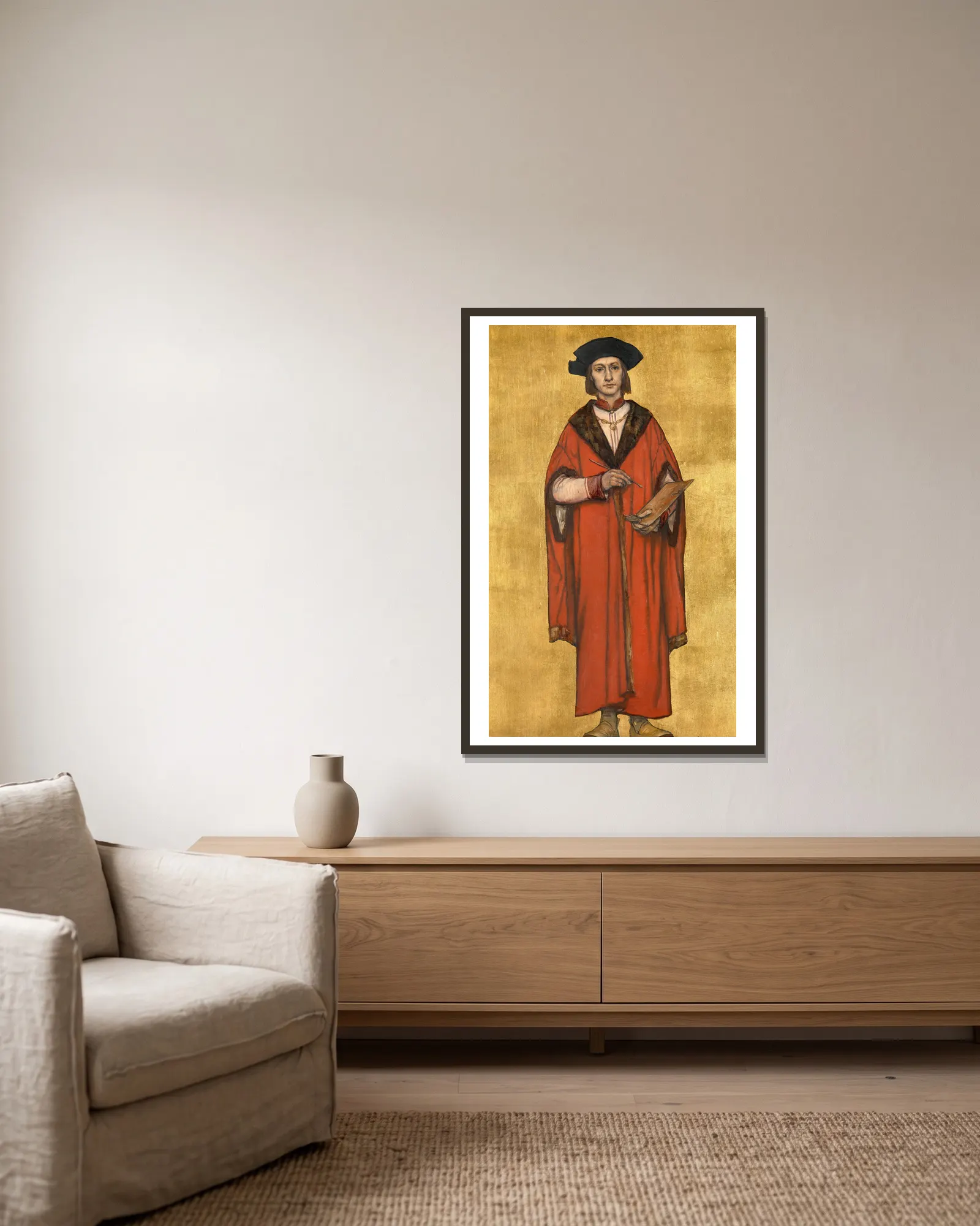 The Painter Jan van Eyck av Albrecht De Vriendt inramad på en vägg