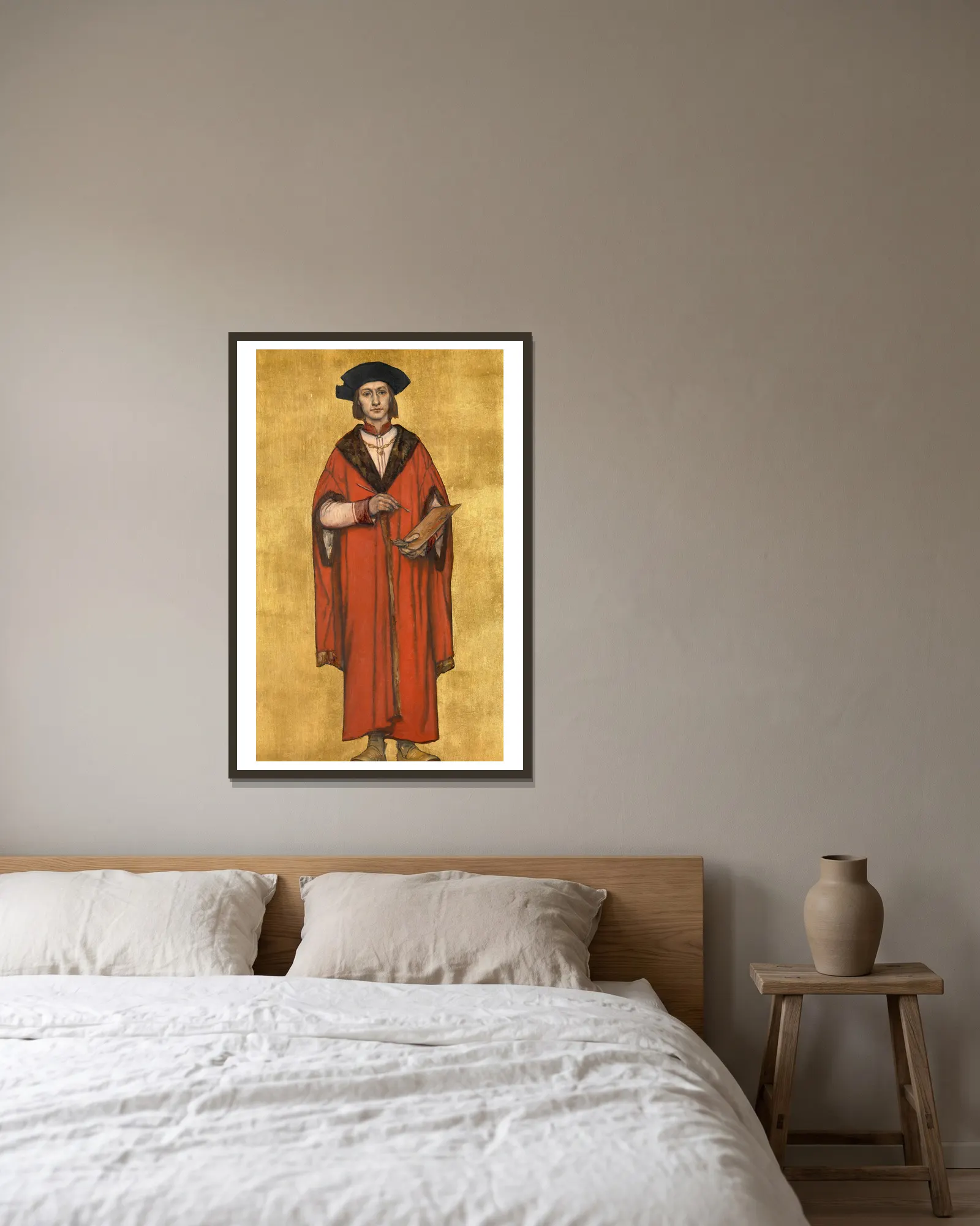 The Painter Jan van Eyck av Albrecht De Vriendt inramad på en vägg
