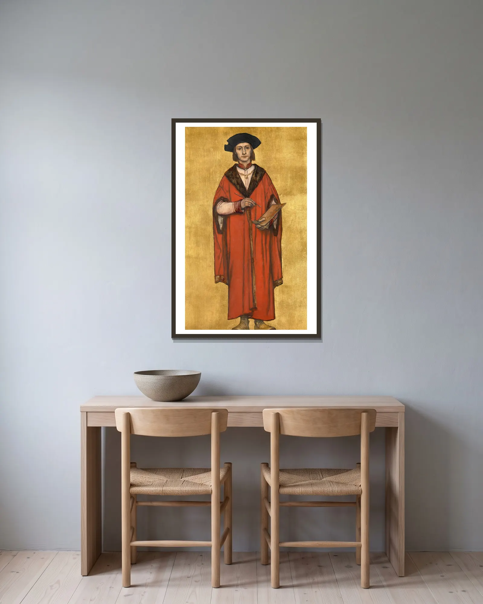 The Painter Jan van Eyck av Albrecht De Vriendt inramad på en vägg