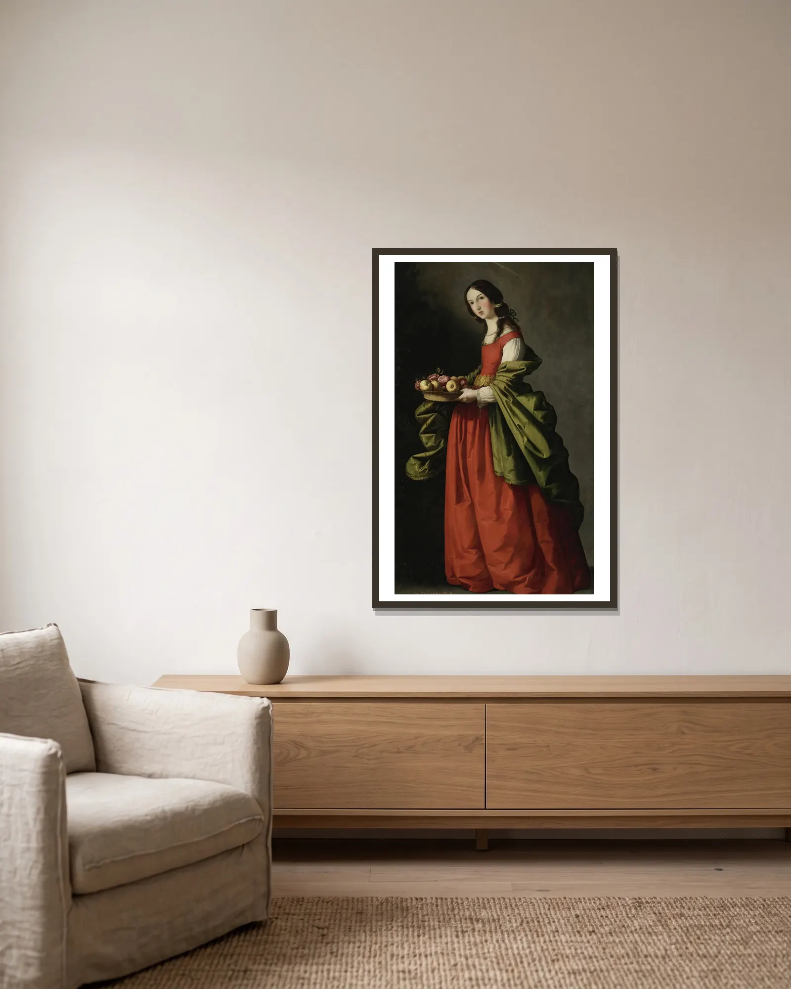Saint Dorothy av Francisco de Zurbarán inramad på en vägg