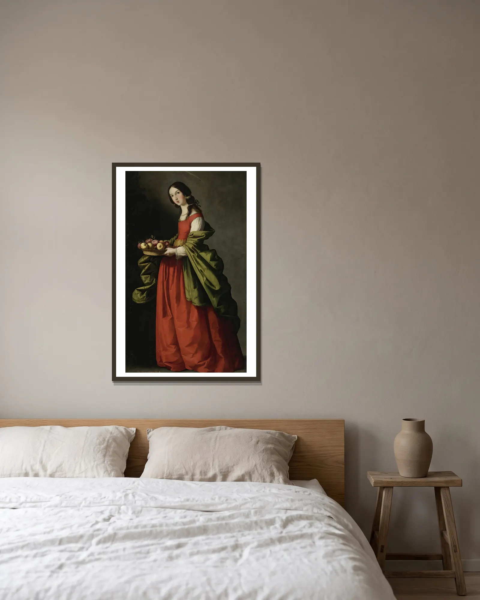 Saint Dorothy av Francisco de Zurbarán inramad på en vägg