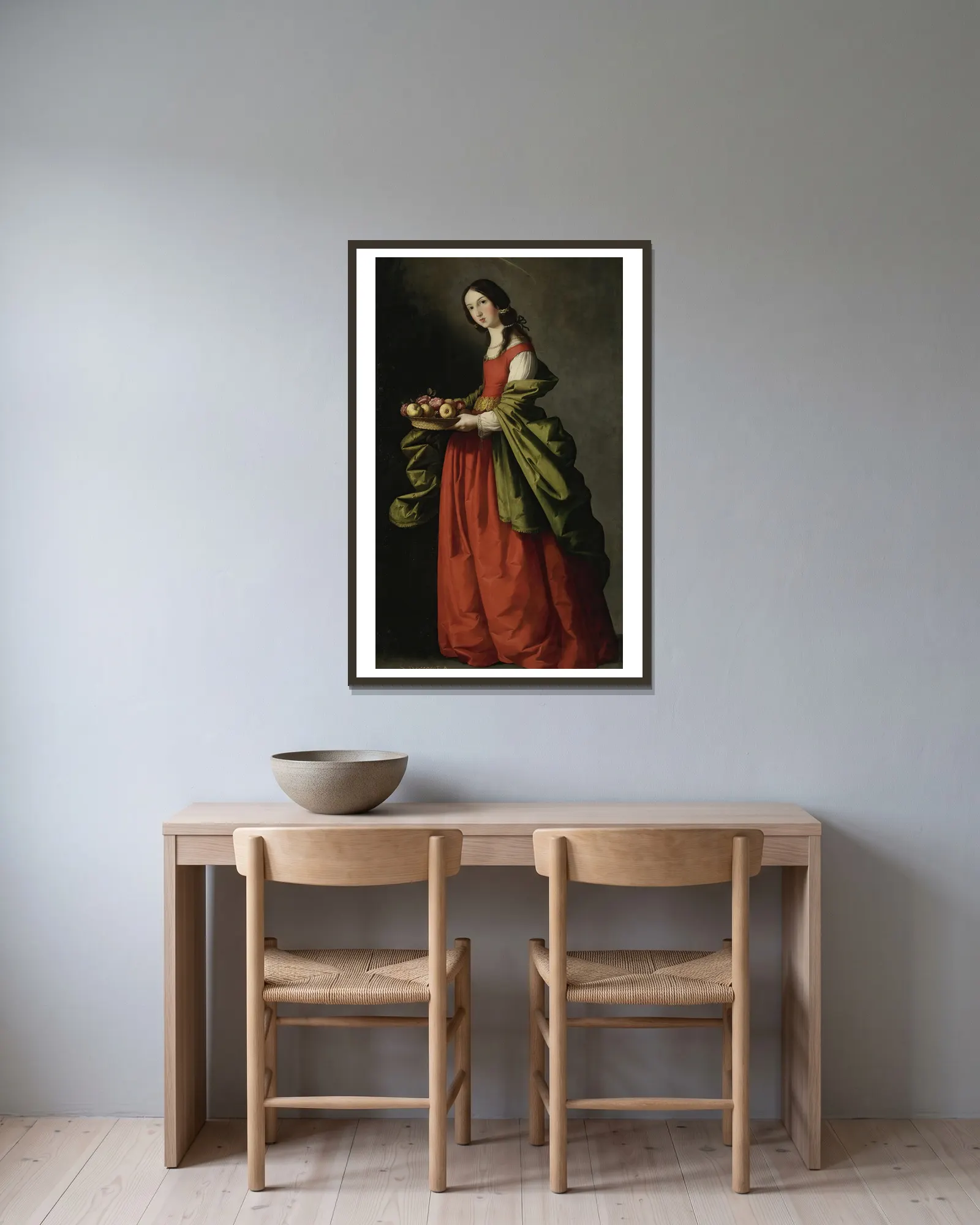 Saint Dorothy av Francisco de Zurbarán inramad på en vägg