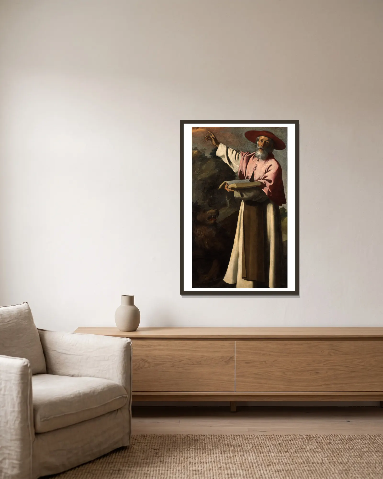 Saint Jerome av Francisco de Zurbarán inramad på en vägg