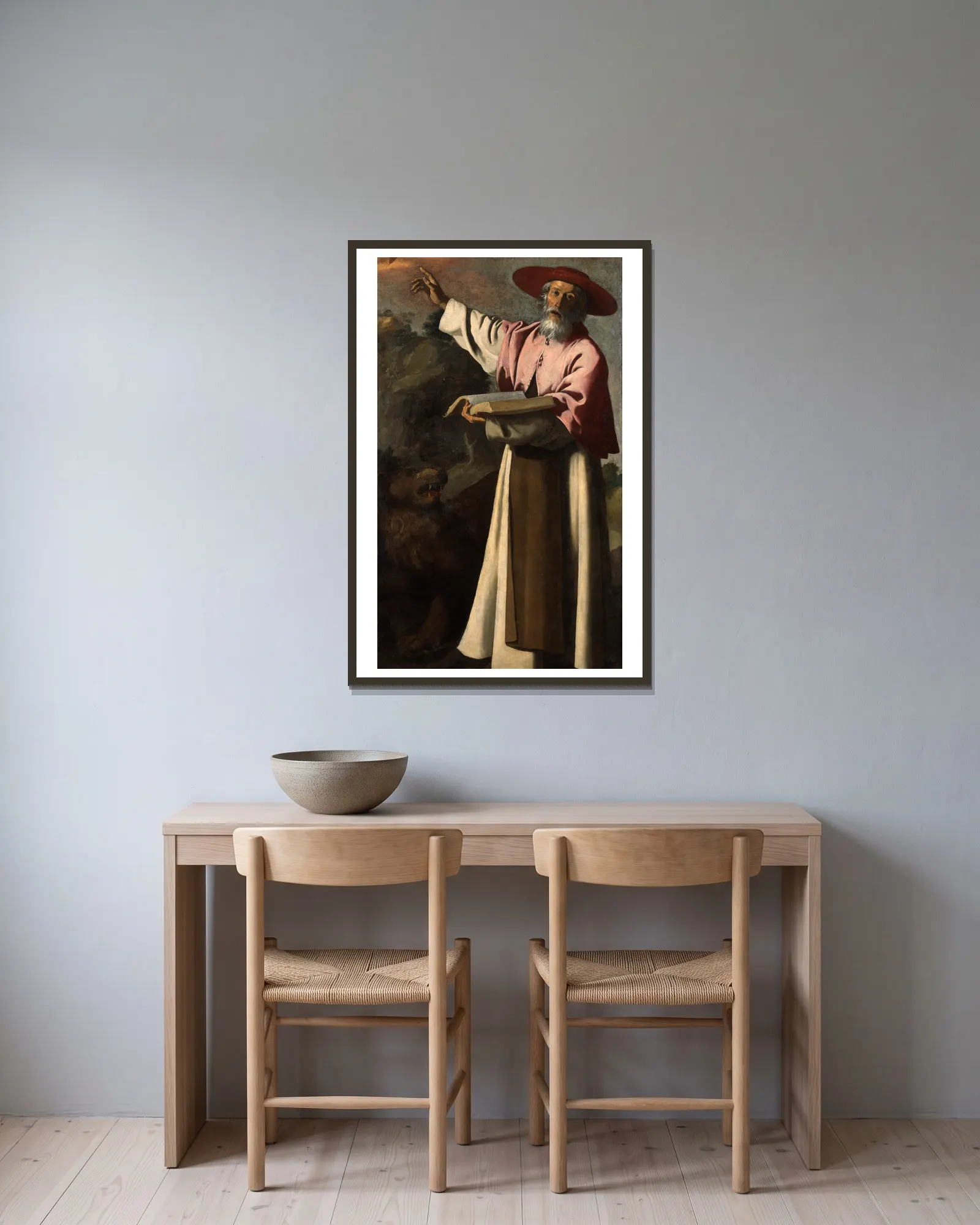 Saint Jerome av Francisco de Zurbarán inramad på en vägg