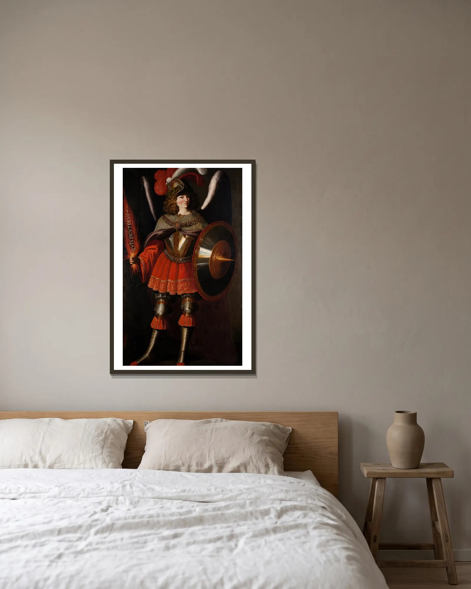 The Archangel Michael av Francisco de Zurbarán inramad på en vägg