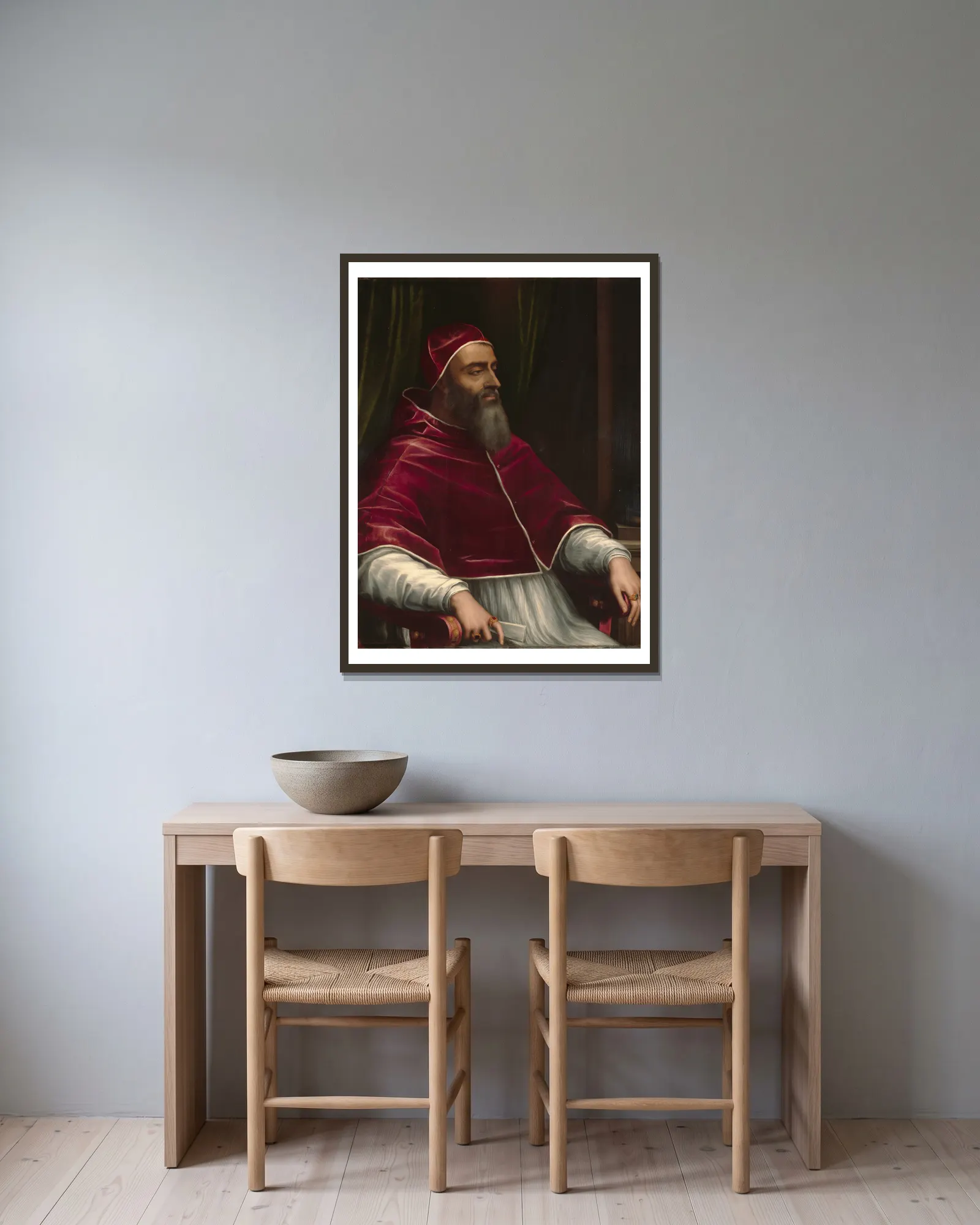 Pope Clement VII av Sebastiano del Piombo inramad på en vägg