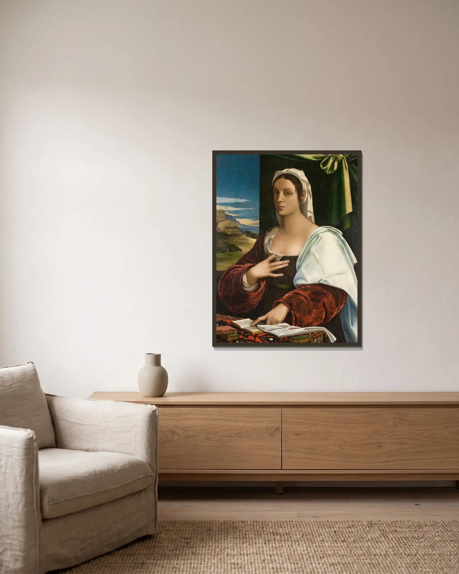 Vittoria Colonna (from 1520 until 1525) av Sebastiano del Piombo inramad på en vägg