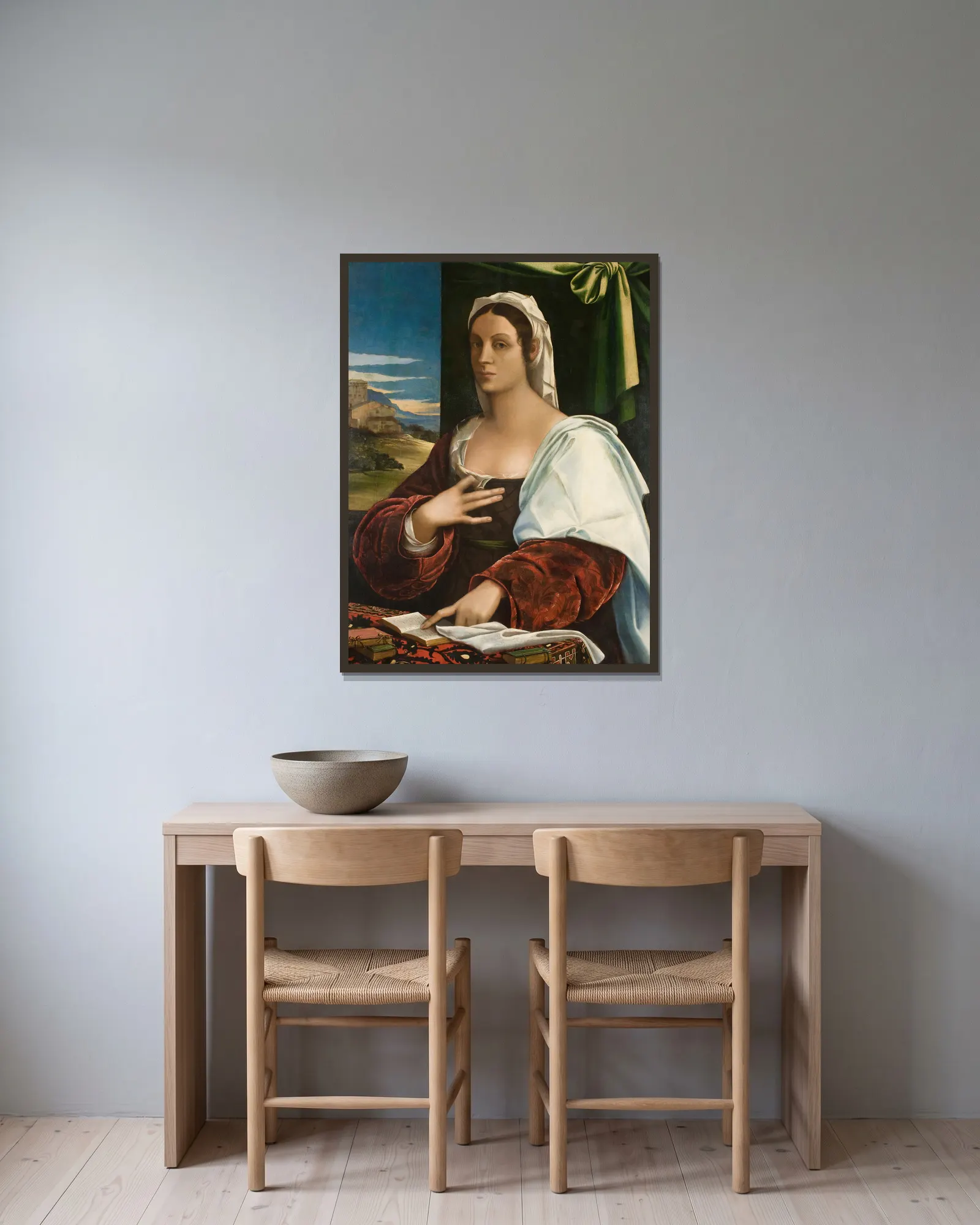 Vittoria Colonna (from 1520 until 1525) av Sebastiano del Piombo inramad på en vägg