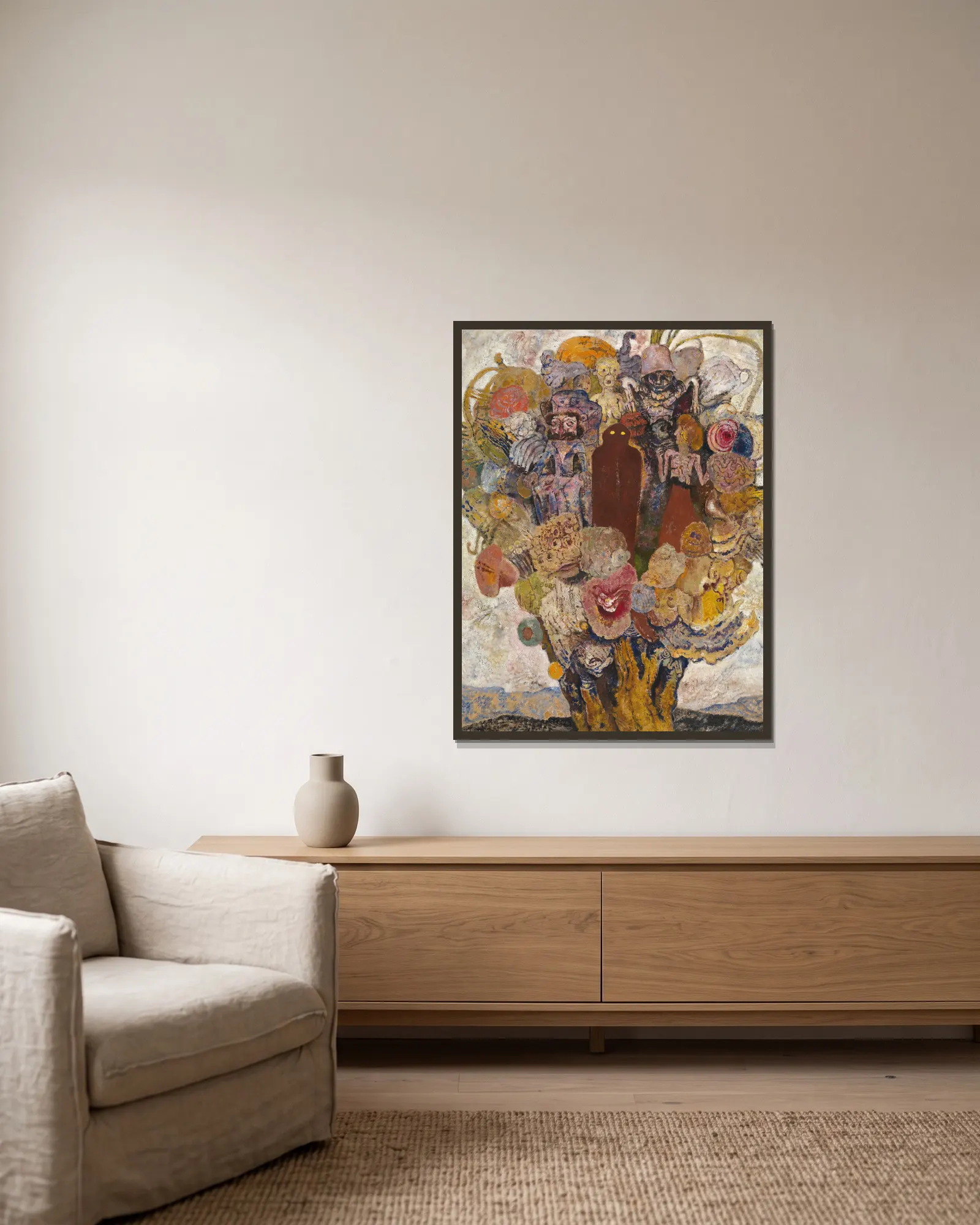 Tree in Bloom av Frits van den Berghe inramad på en vägg