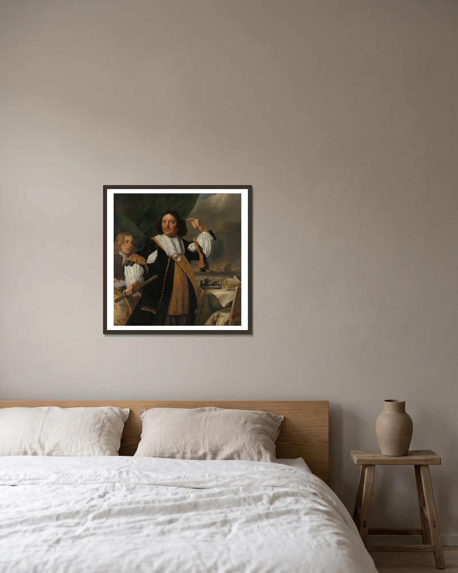 Aert van Nes (1626-1693), Vice Admiral av Bartholomeus van der Helst inramad på en vägg
