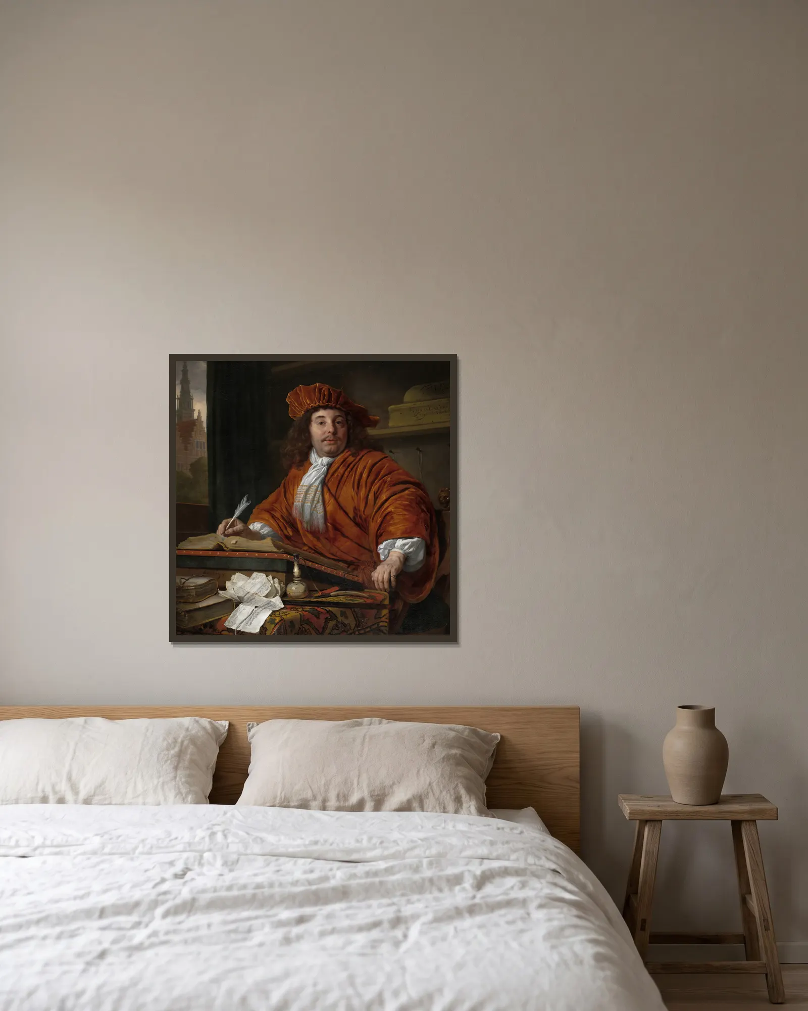 Daniel Bernard (1626-1714) av Bartholomeus van der Helst inramad på en vägg