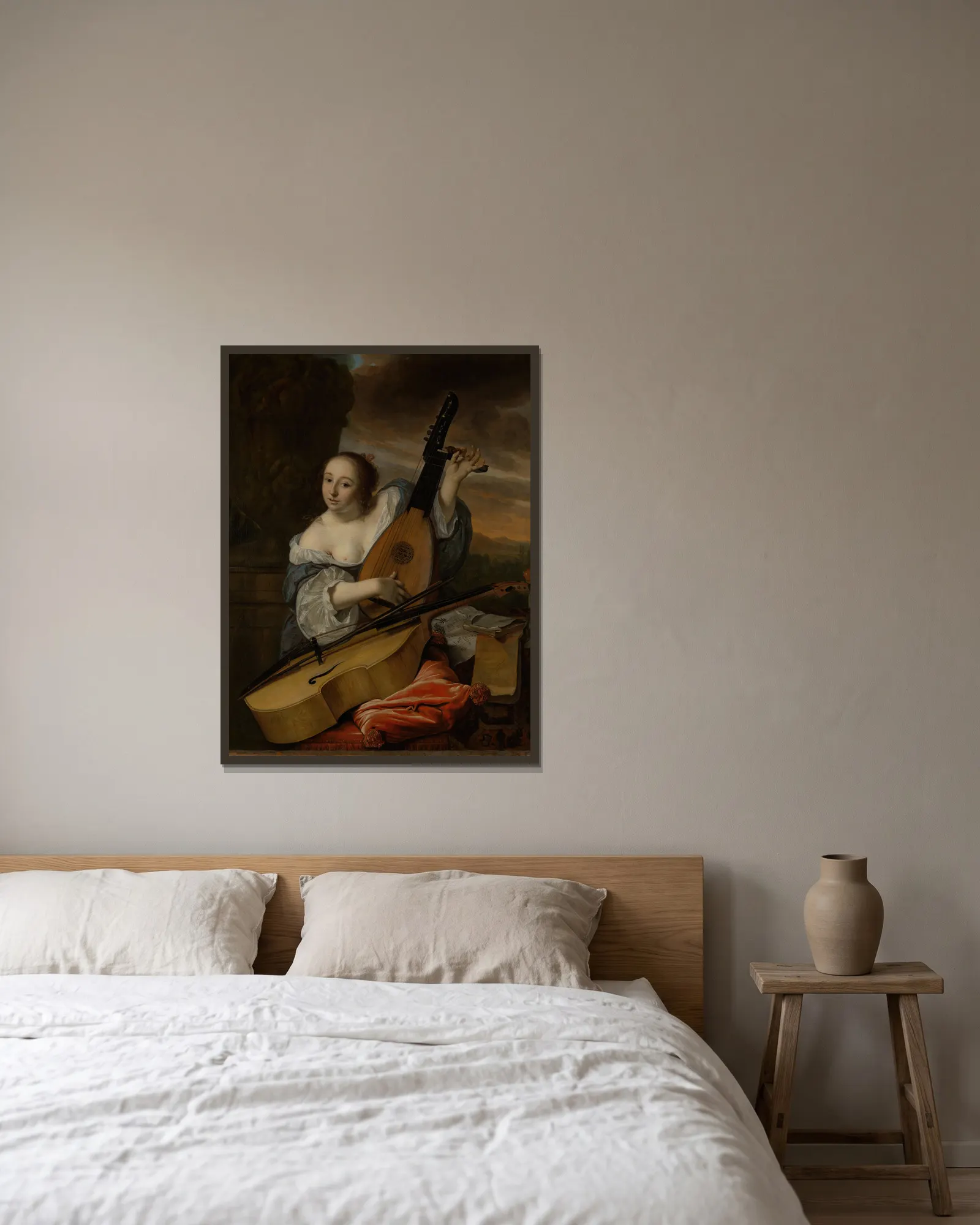 The Musician av Bartholomeus van der Helst inramad på en vägg