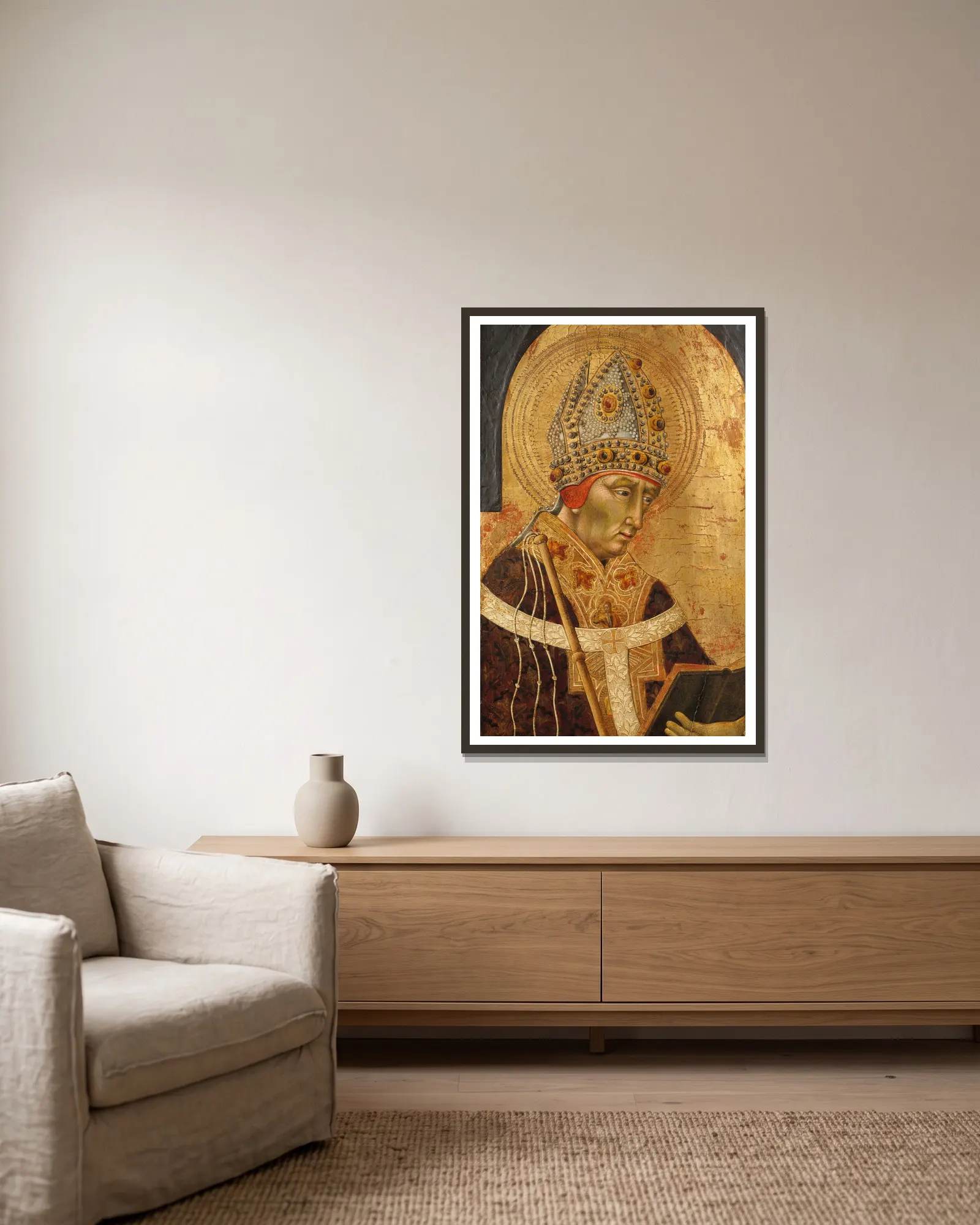 Saint Ambrose av Giovanni di Paolo inramad på en vägg