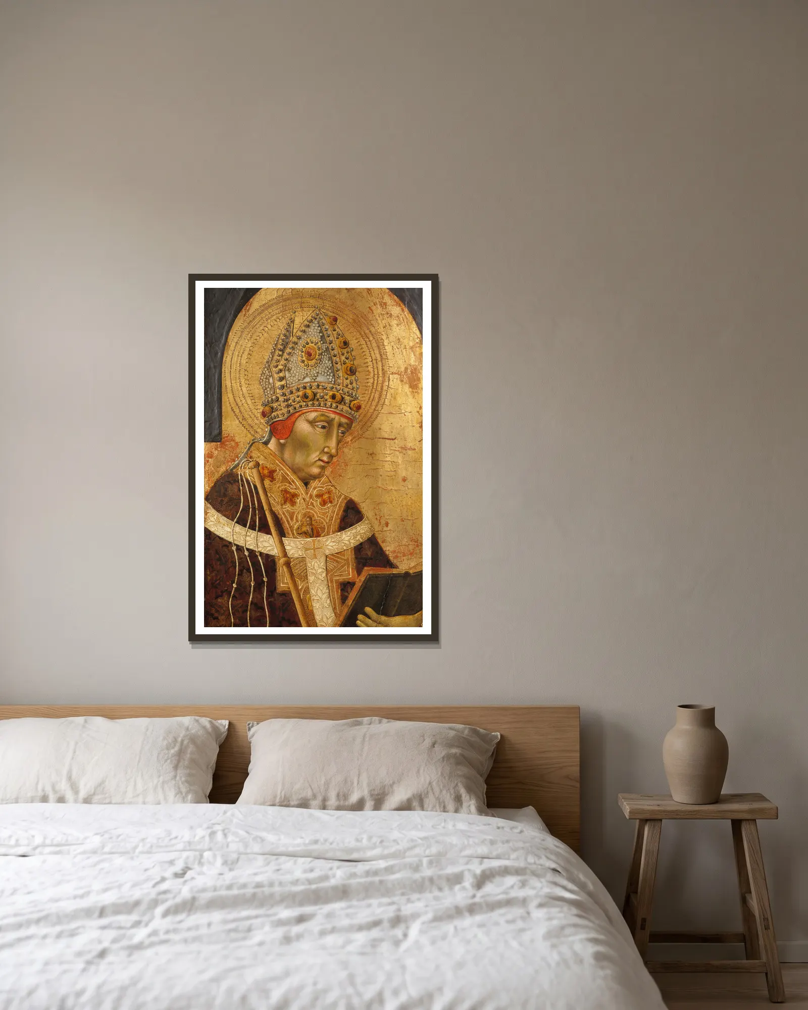 Saint Ambrose av Giovanni di Paolo inramad på en vägg