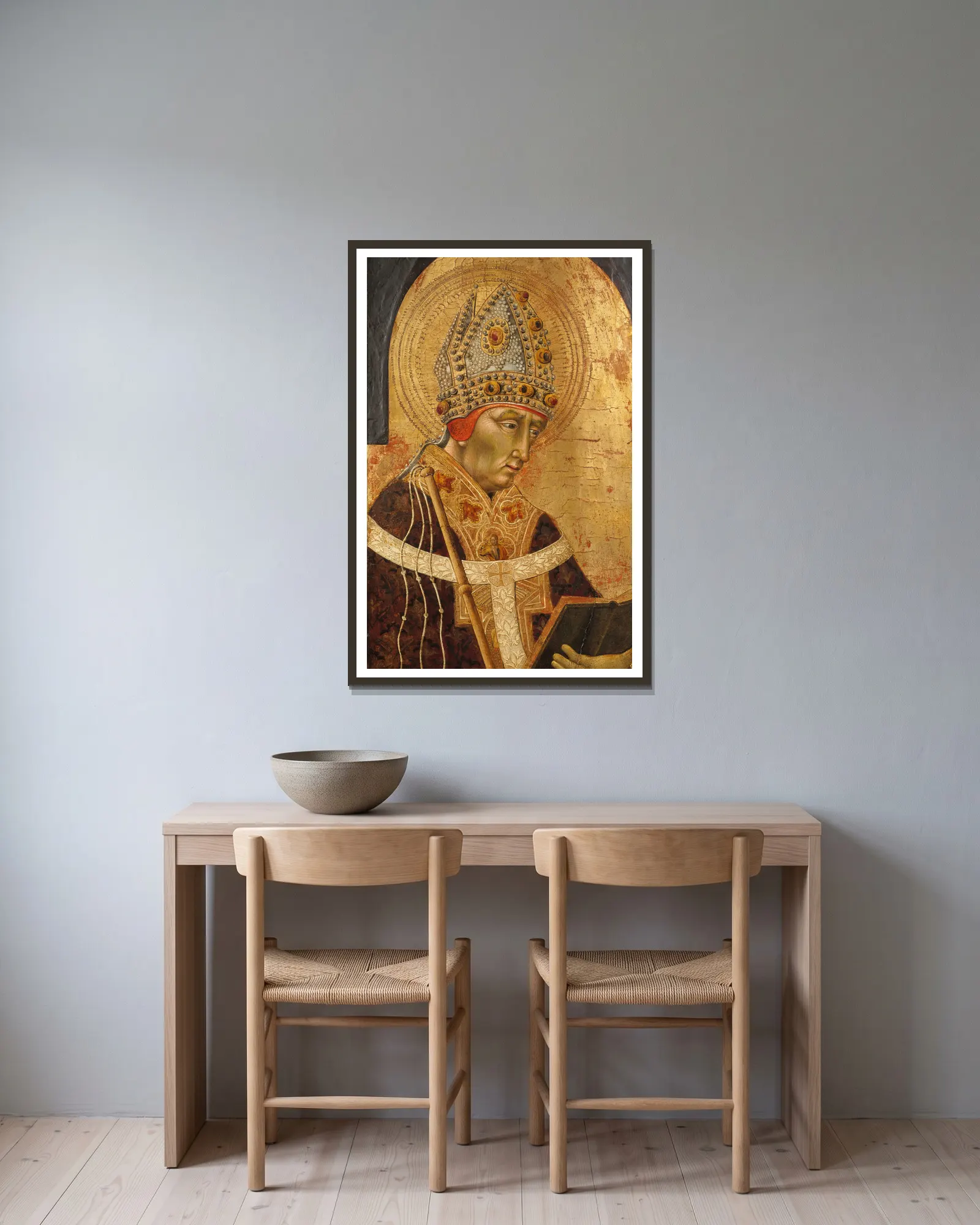 Saint Ambrose av Giovanni di Paolo inramad på en vägg