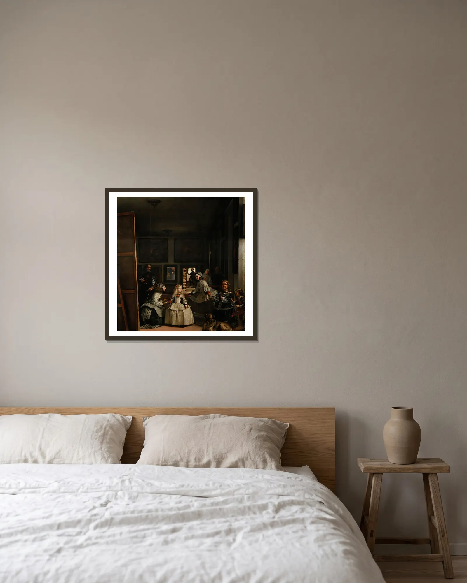 Las meninas av Diego Velázquez inramad på en vägg
