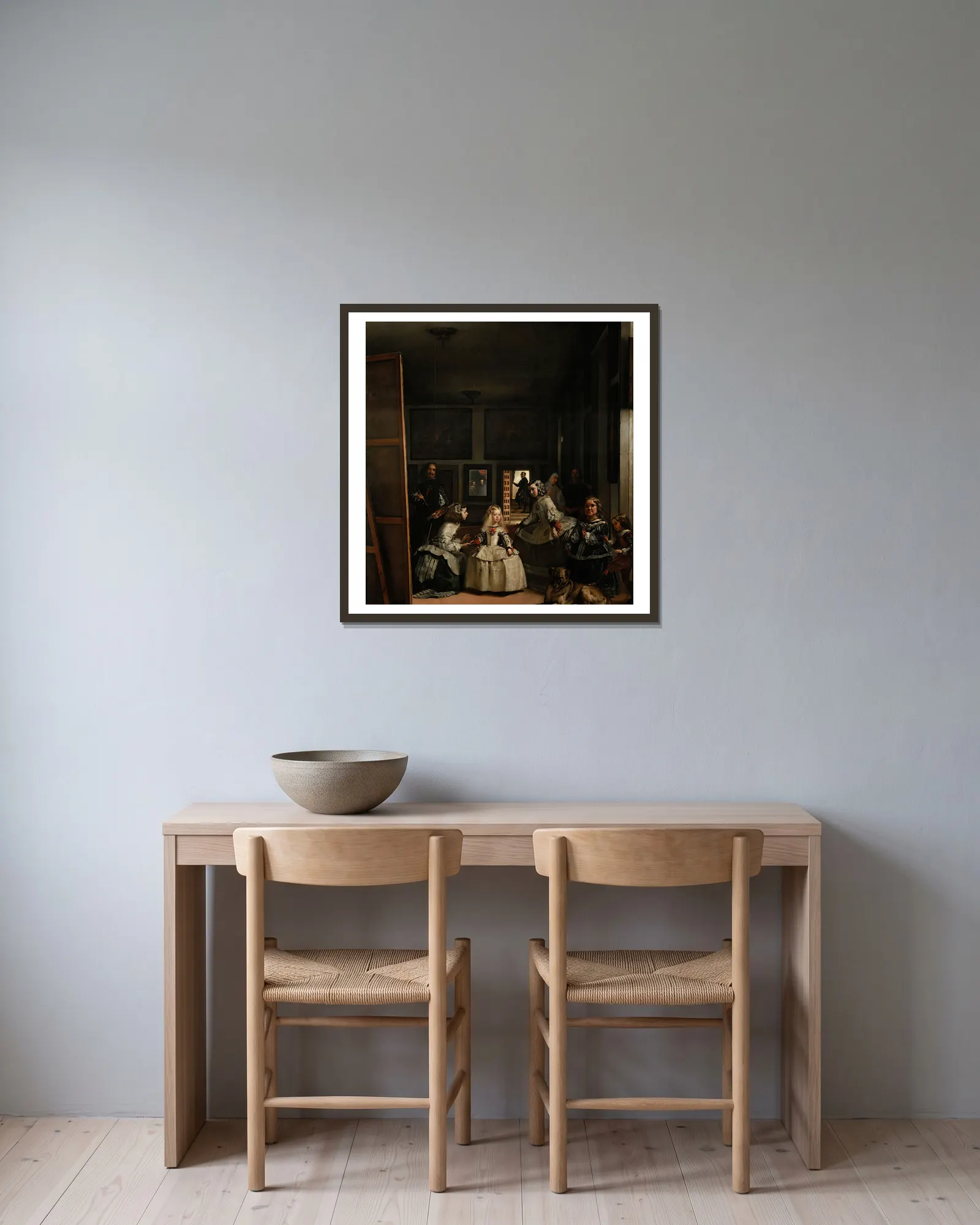 Las meninas av Diego Velázquez inramad på en vägg