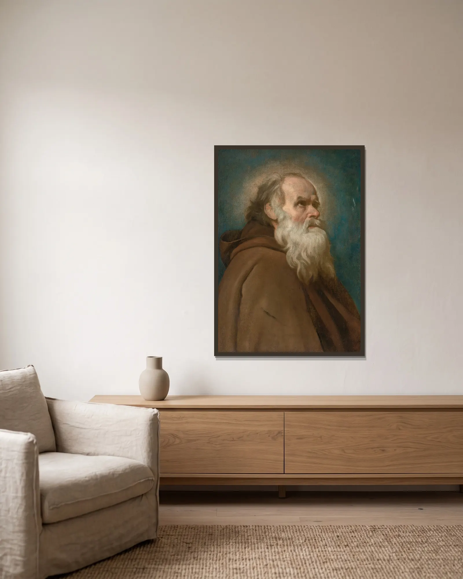 Saint Anthony Abbot av Diego Velázquez inramad på en vägg