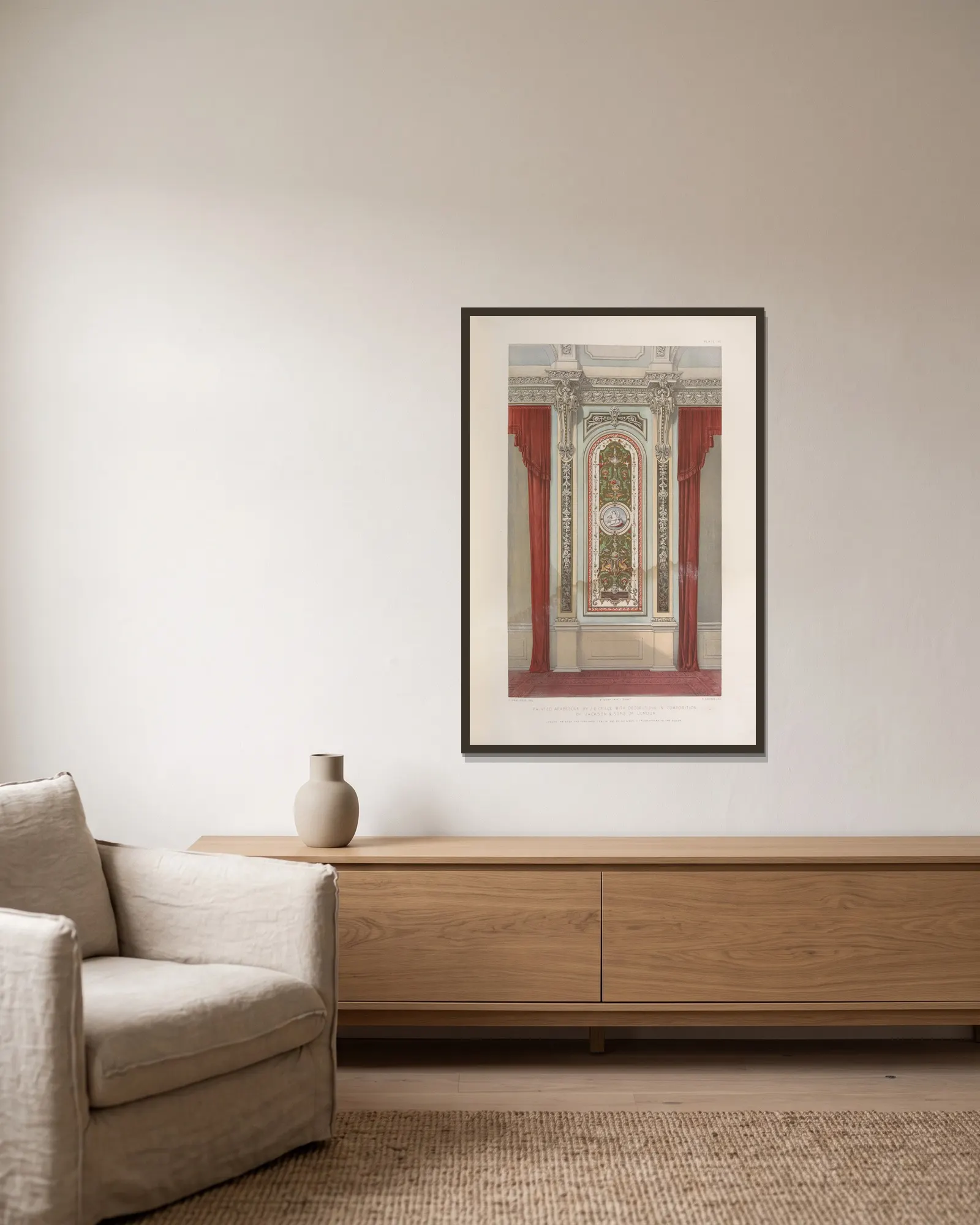 Painted arabesque av Matthew Digby Wyatt inramad på en vägg