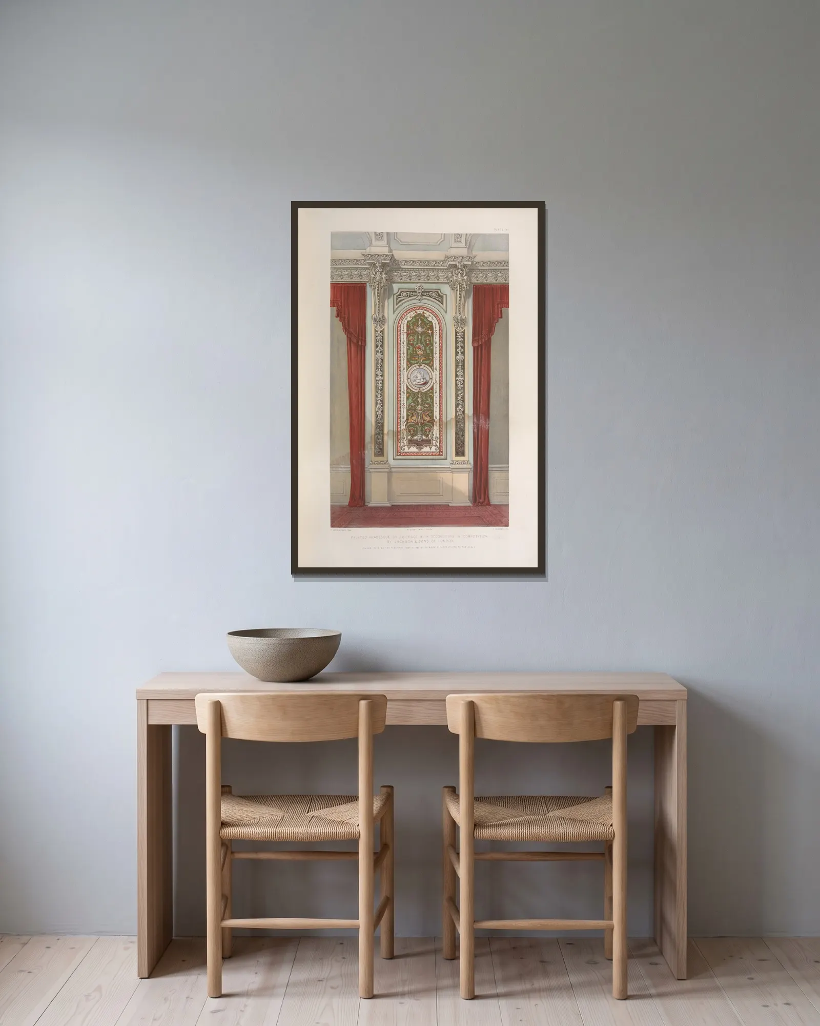 Painted arabesque av Matthew Digby Wyatt inramad på en vägg