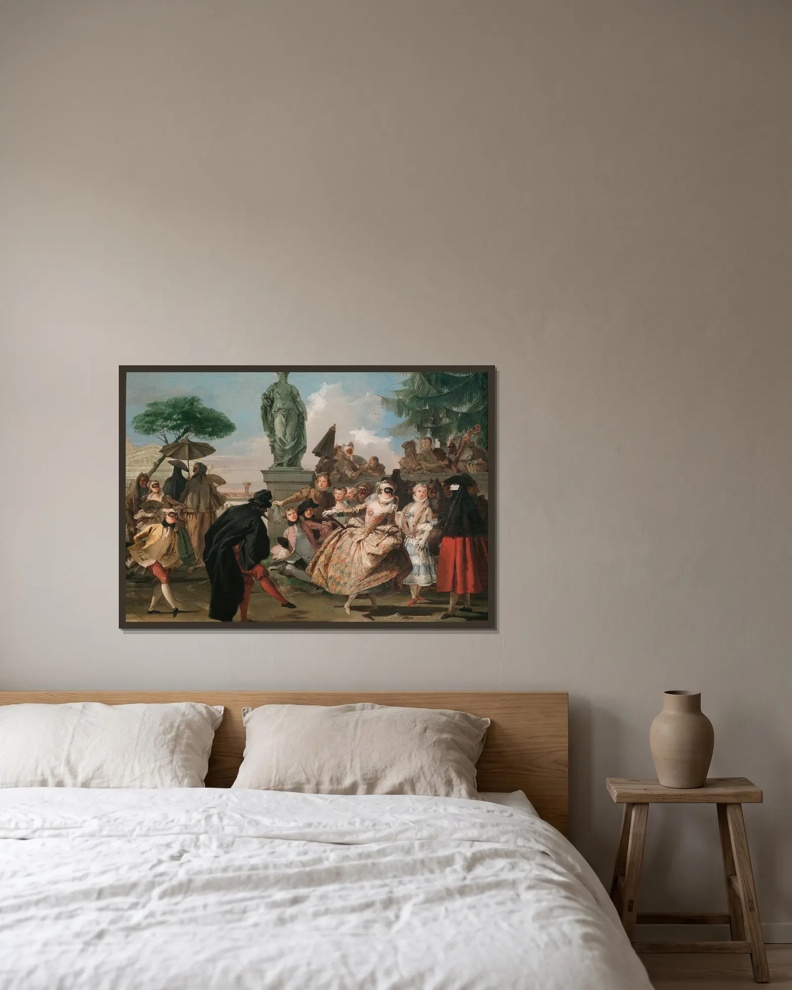 The Minuet av Giovanni Domenico Tiepolo inramad på en vägg