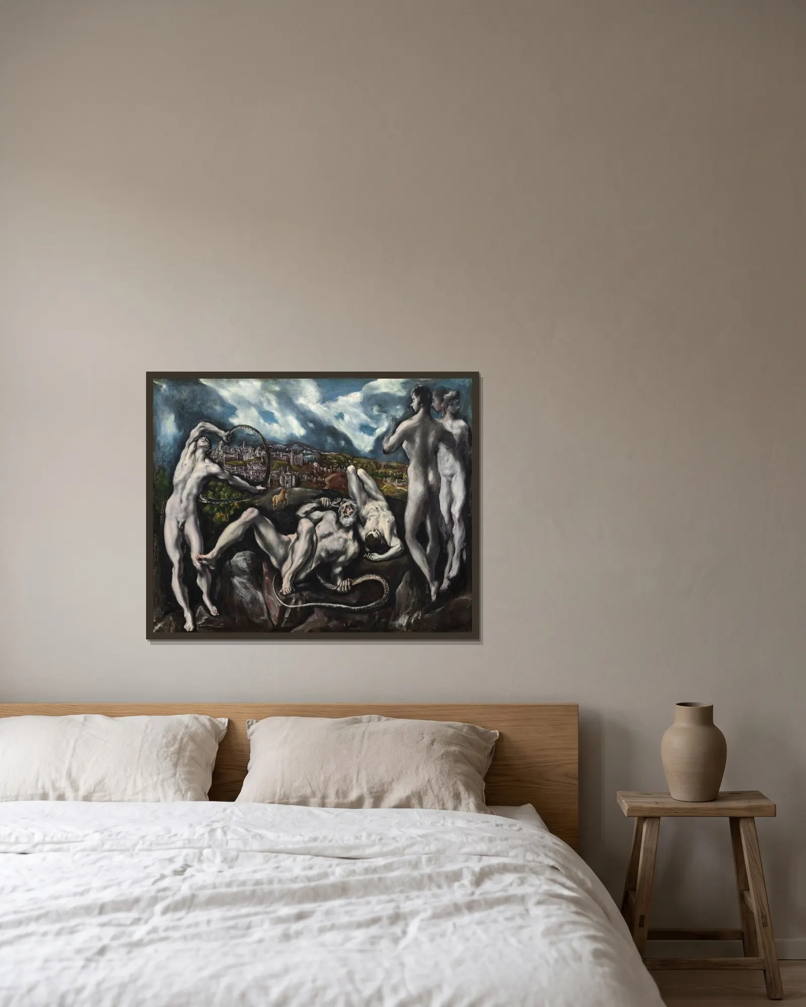 Laocoön av El Greco (Domenikos Theotokopoulos) inramad på en vägg