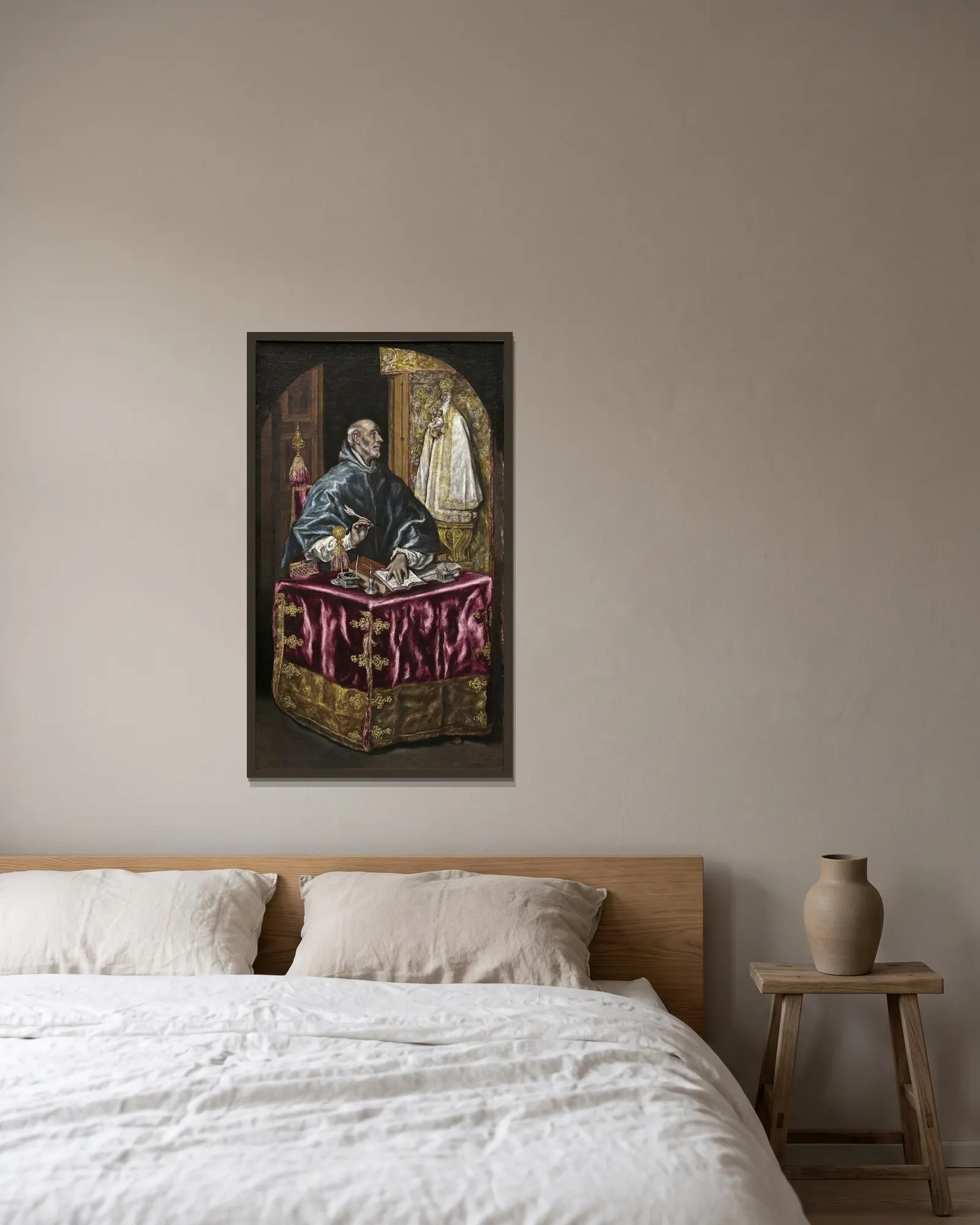 Saint Ildefonso av El Greco (Domenikos Theotokopoulos) inramad på en vägg