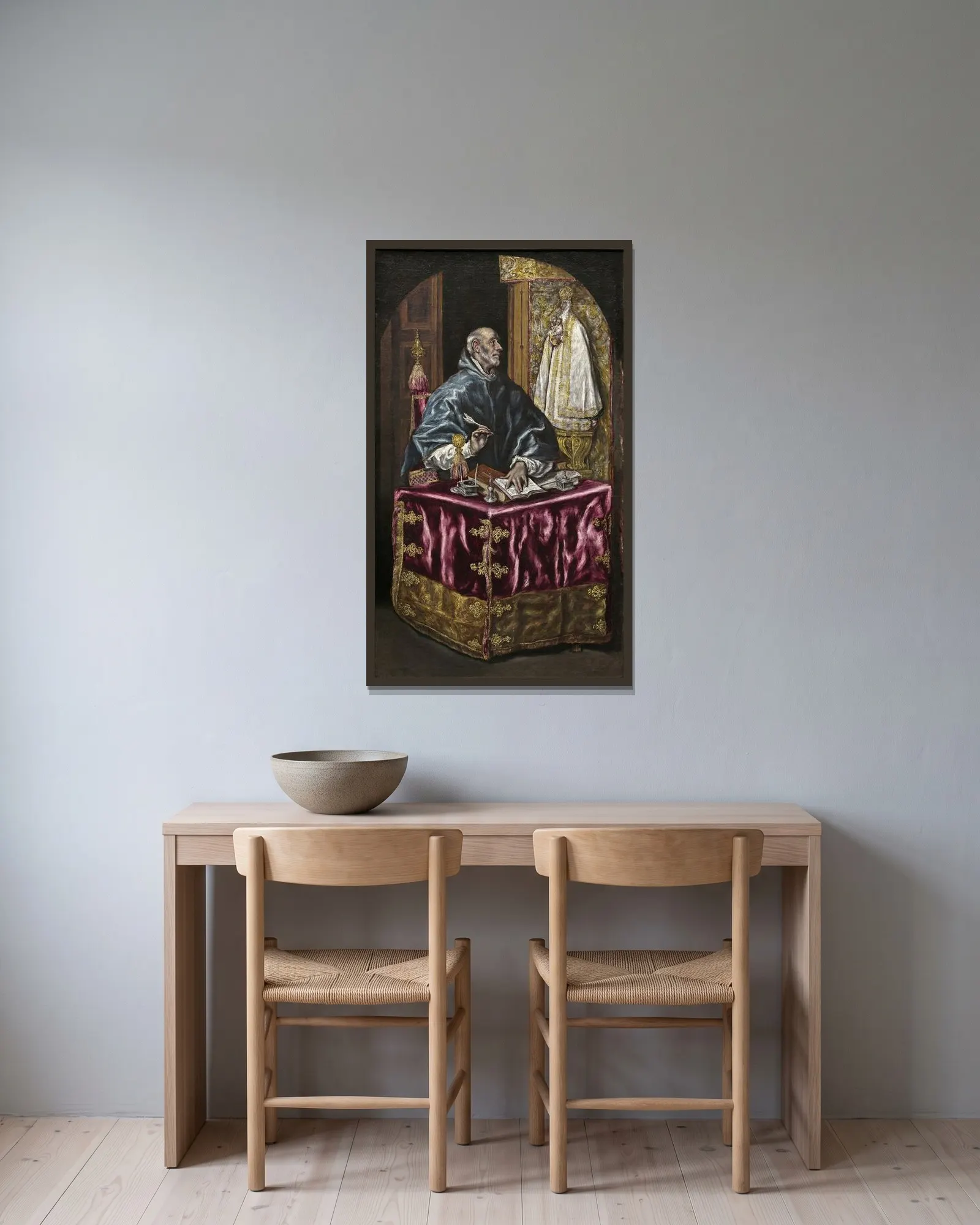 Saint Ildefonso av El Greco (Domenikos Theotokopoulos) inramad på en vägg