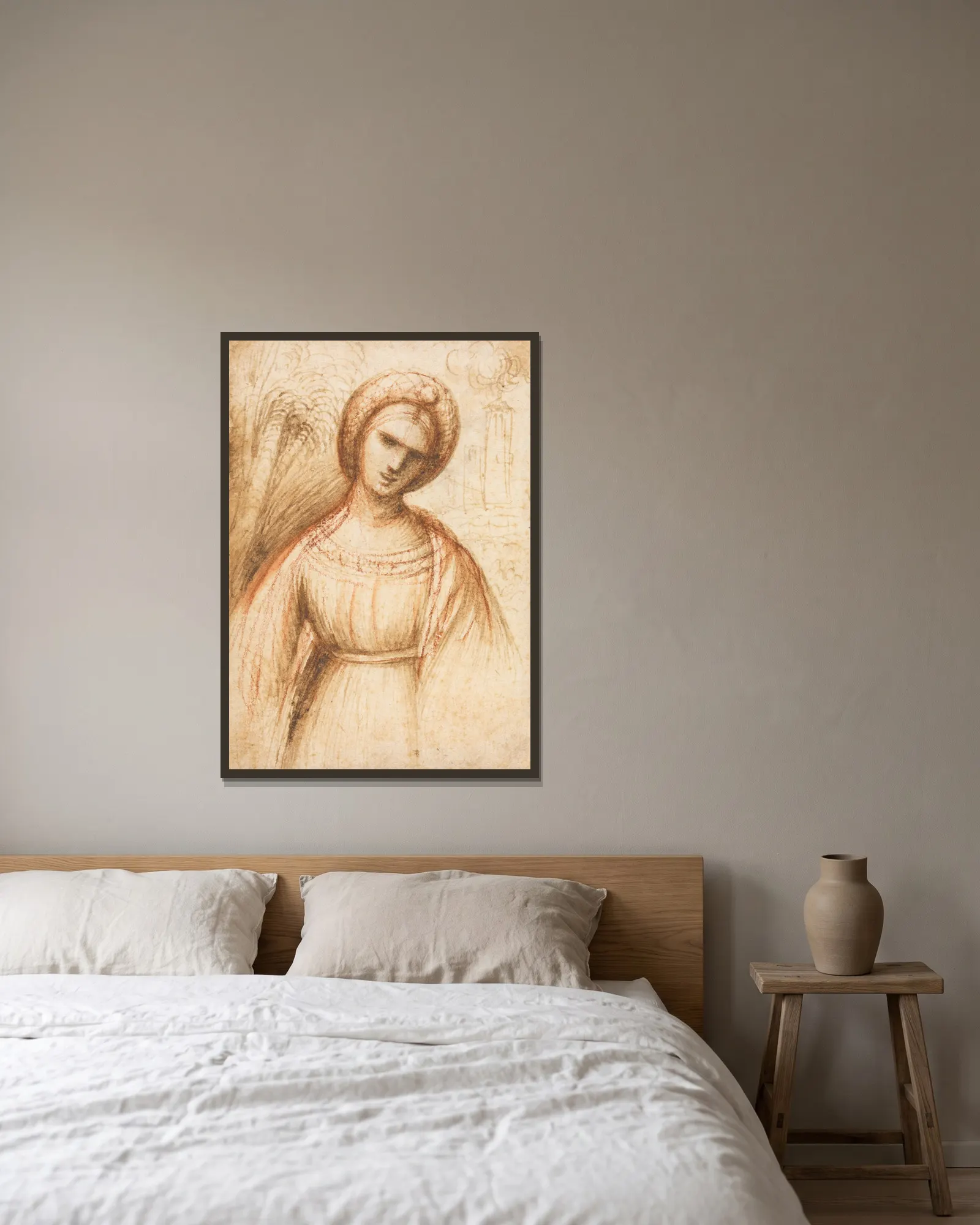 Lady in a Landscape (recto) av Dosso Dossi inramad på en vägg
