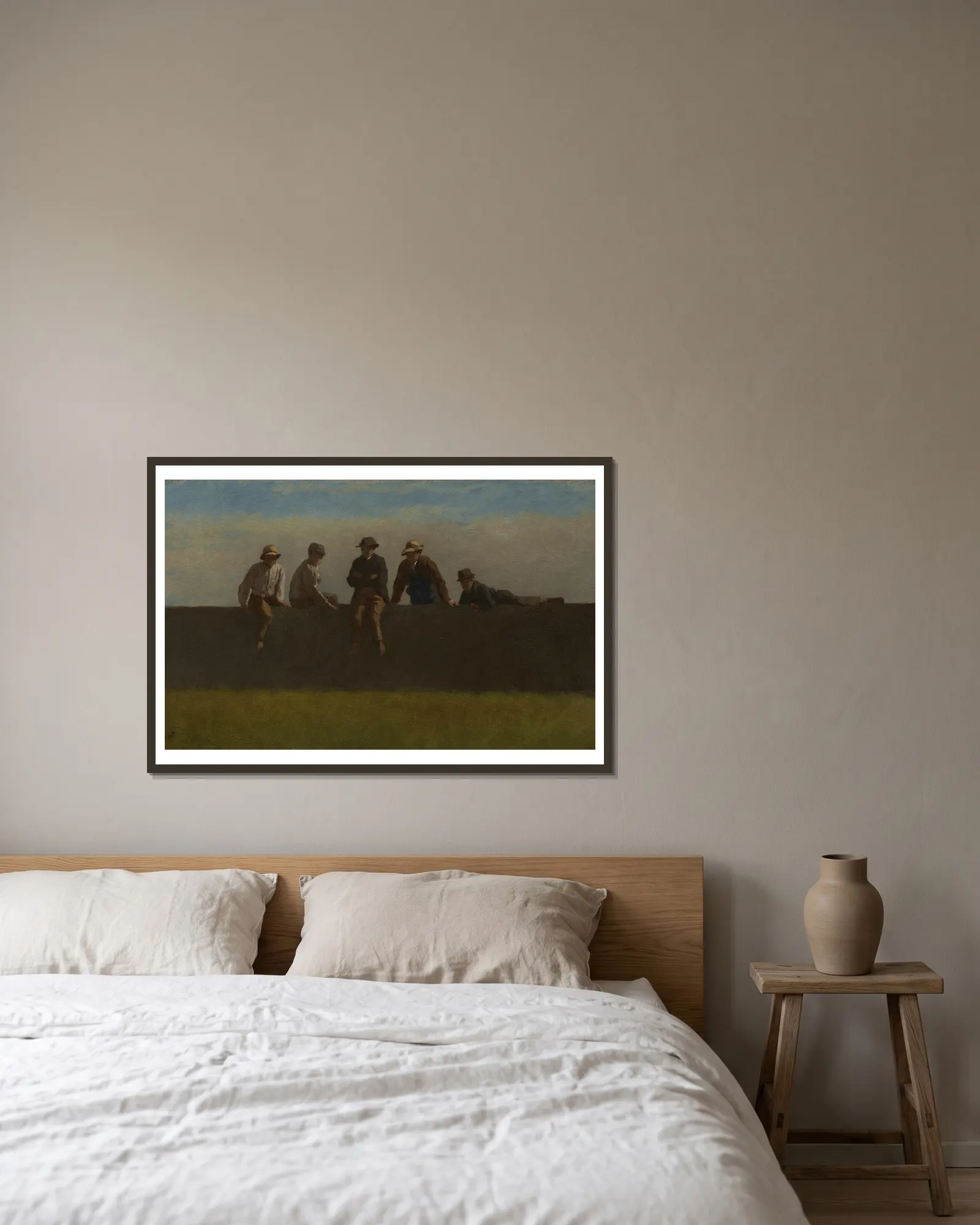 Five Boys on a Wall av Eastman Johnson inramad på en vägg