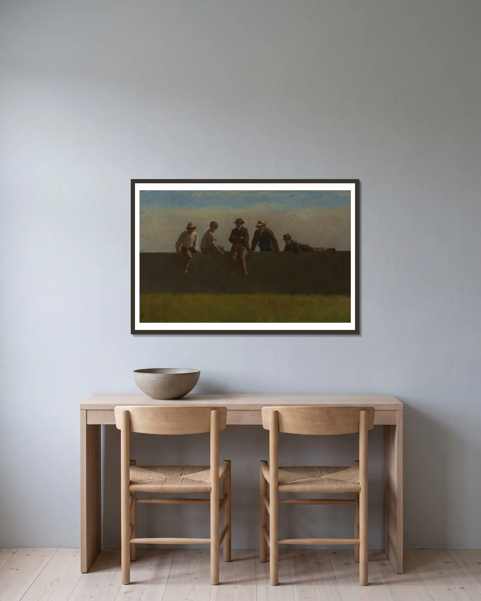 Five Boys on a Wall av Eastman Johnson inramad på en vägg
