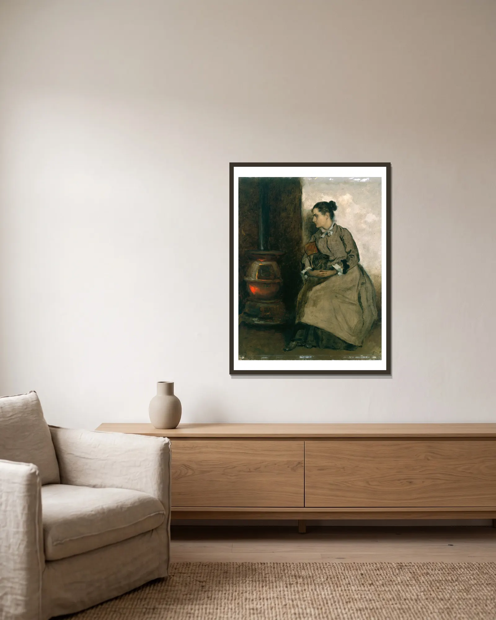 Ruth av Eastman Johnson inramad på en vägg
