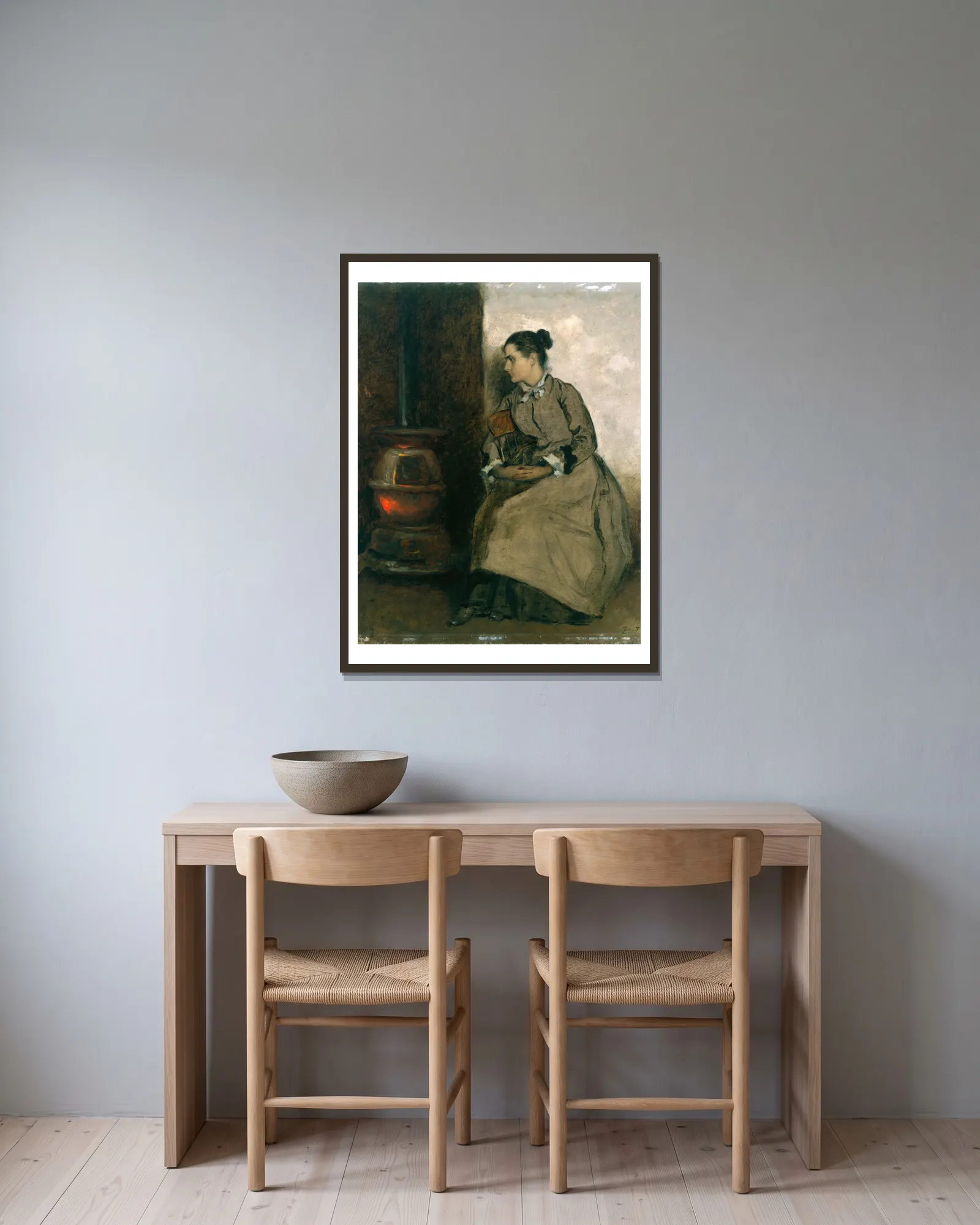 Ruth av Eastman Johnson inramad på en vägg