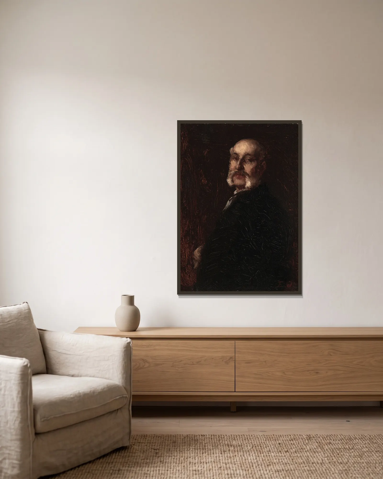 Samuel W. Rowse av Eastman Johnson inramad på en vägg