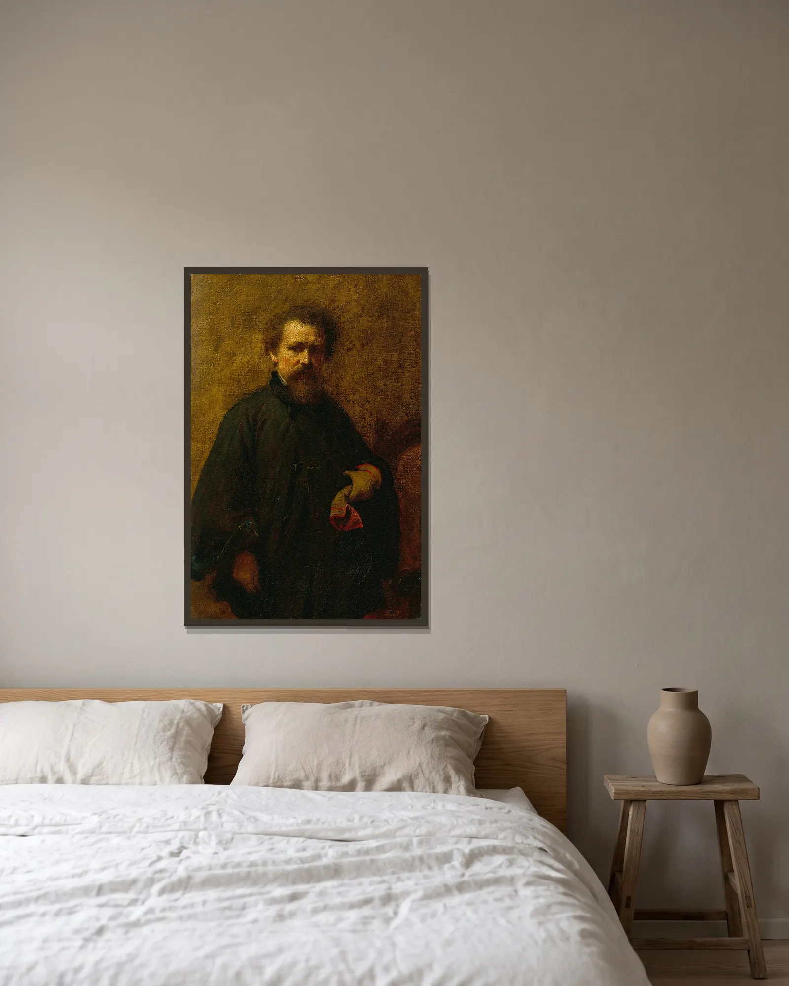 Self Portrait av Eastman Johnson inramad på en vägg