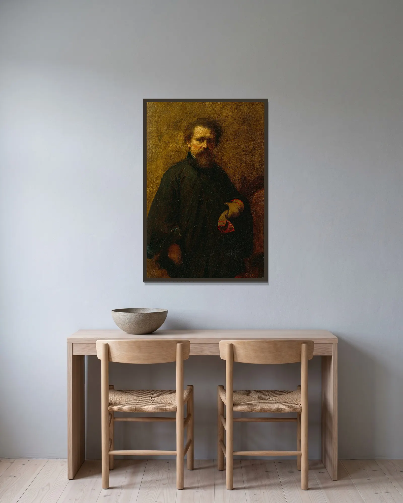 Self Portrait av Eastman Johnson inramad på en vägg