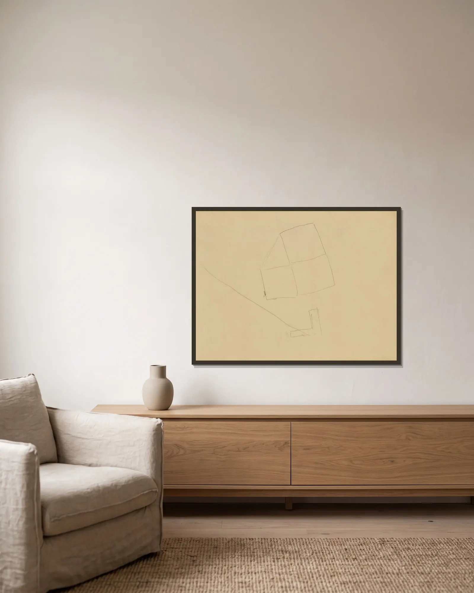 Abstract Lines av Edgar Degas inramad på en vägg