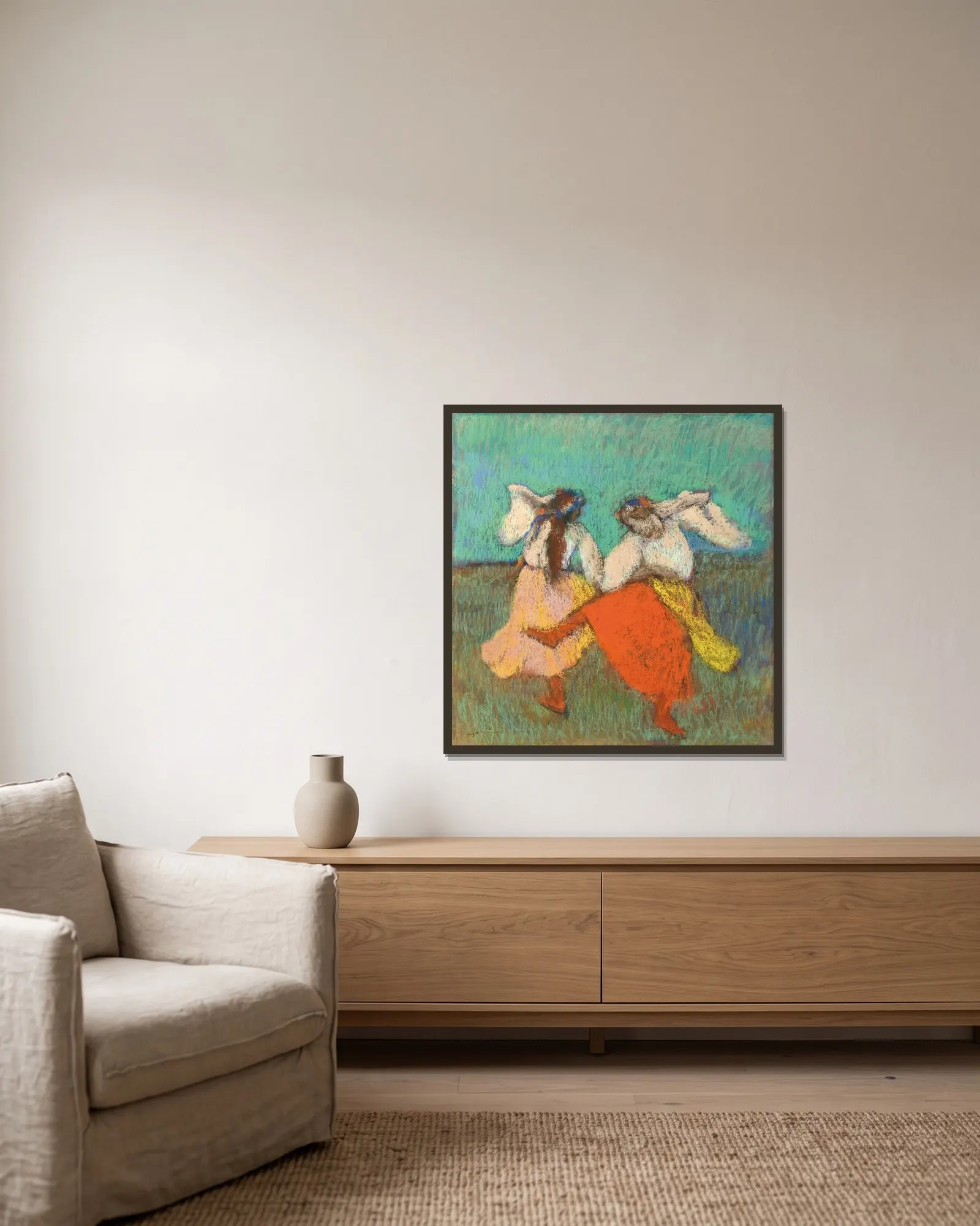 Danseuses Russes av Edgar Degas inramad på en vägg