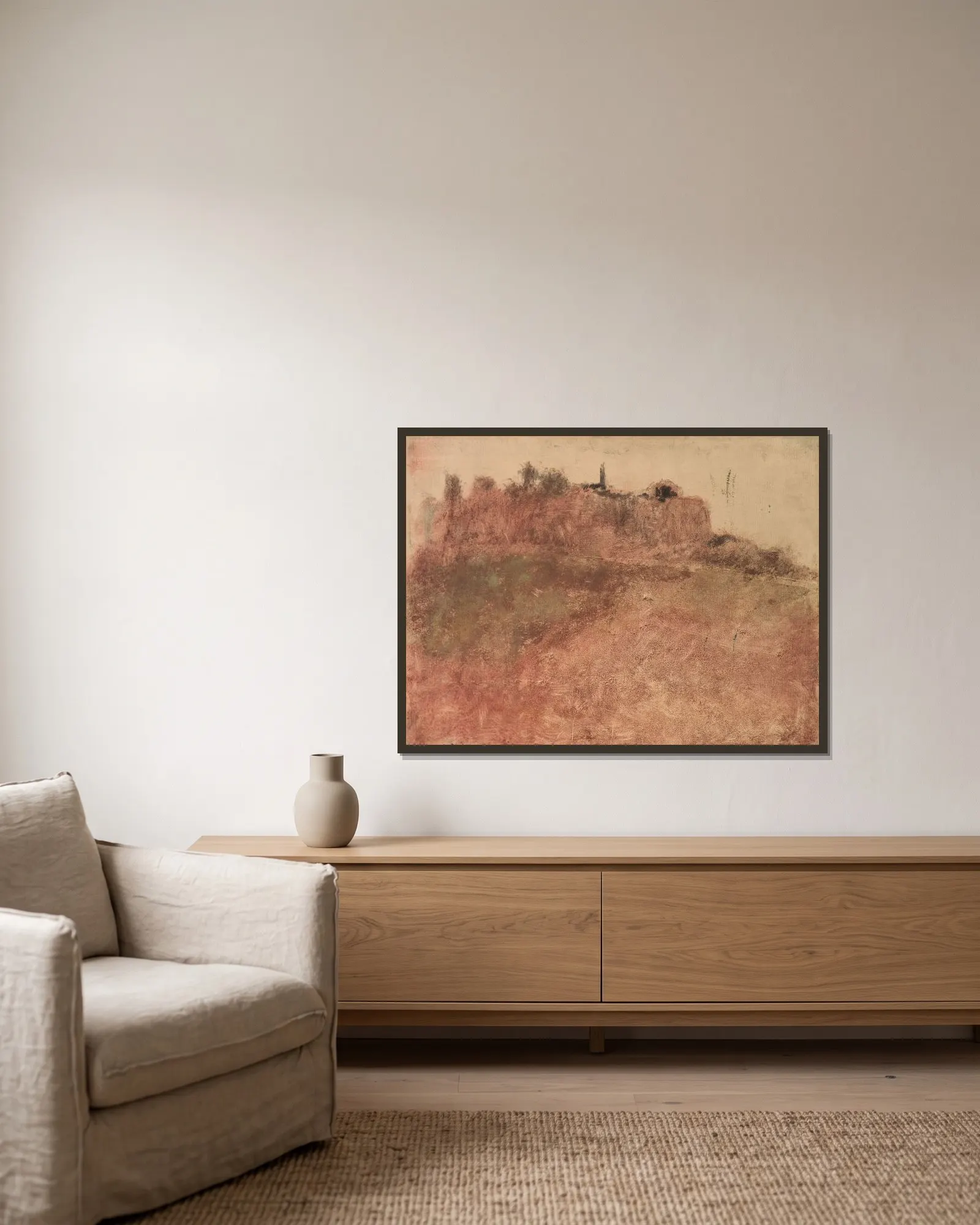 Estérel Village av Edgar Degas inramad på en vägg