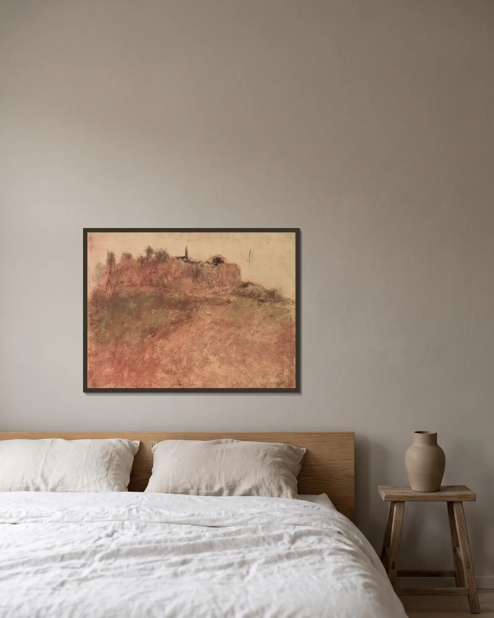 Estérel Village av Edgar Degas inramad på en vägg